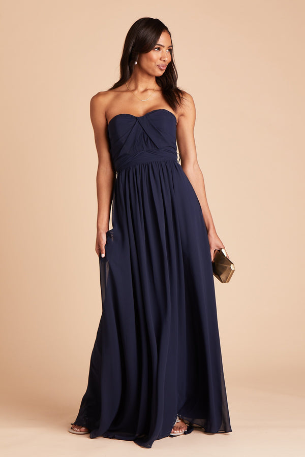 Grace Convertible Chiffon Bridesmaid Dress in Navy | Birdy Grey