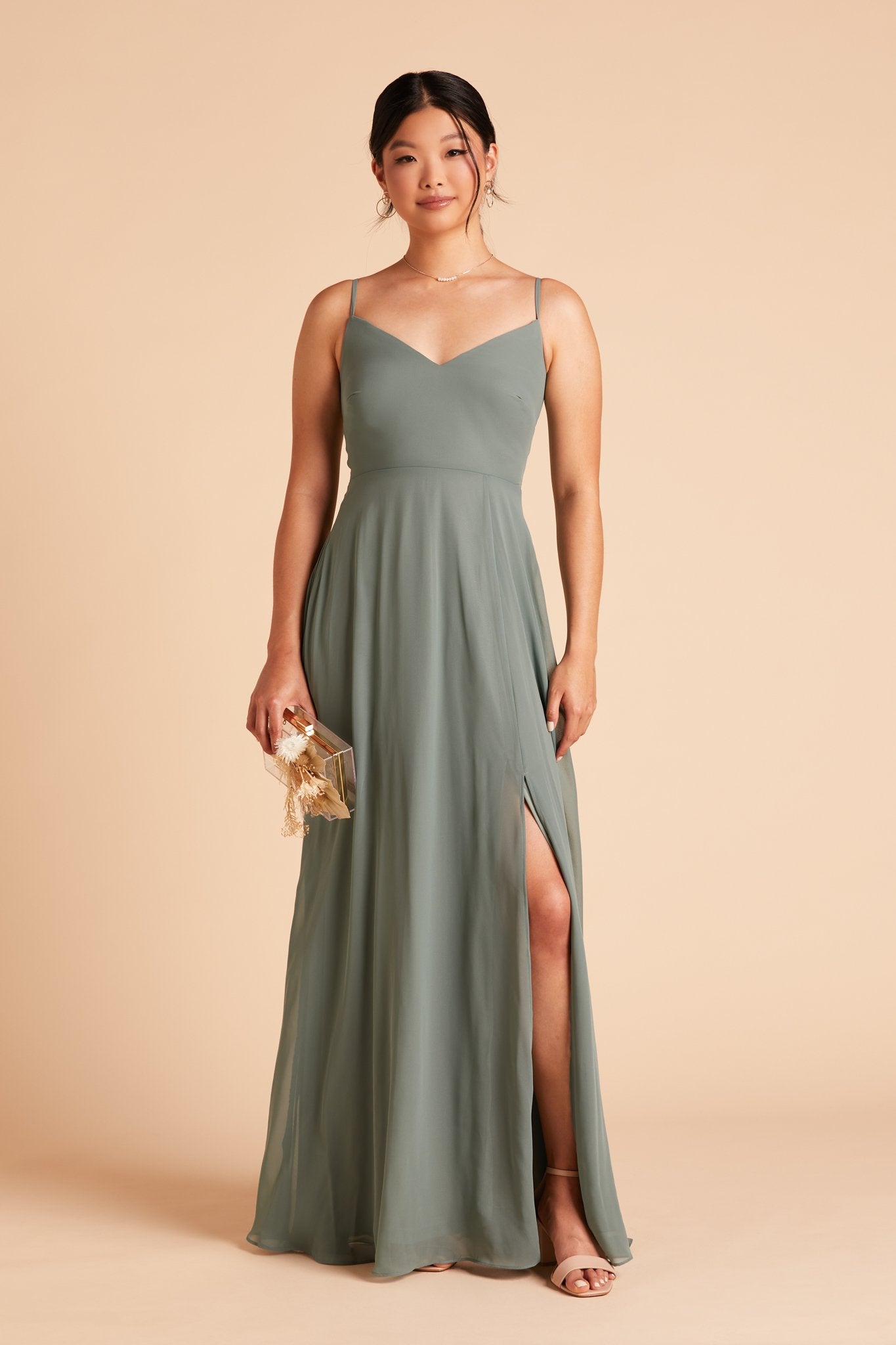 Sea Glass Devin Convertible Dress with Slit by Birdy Grey