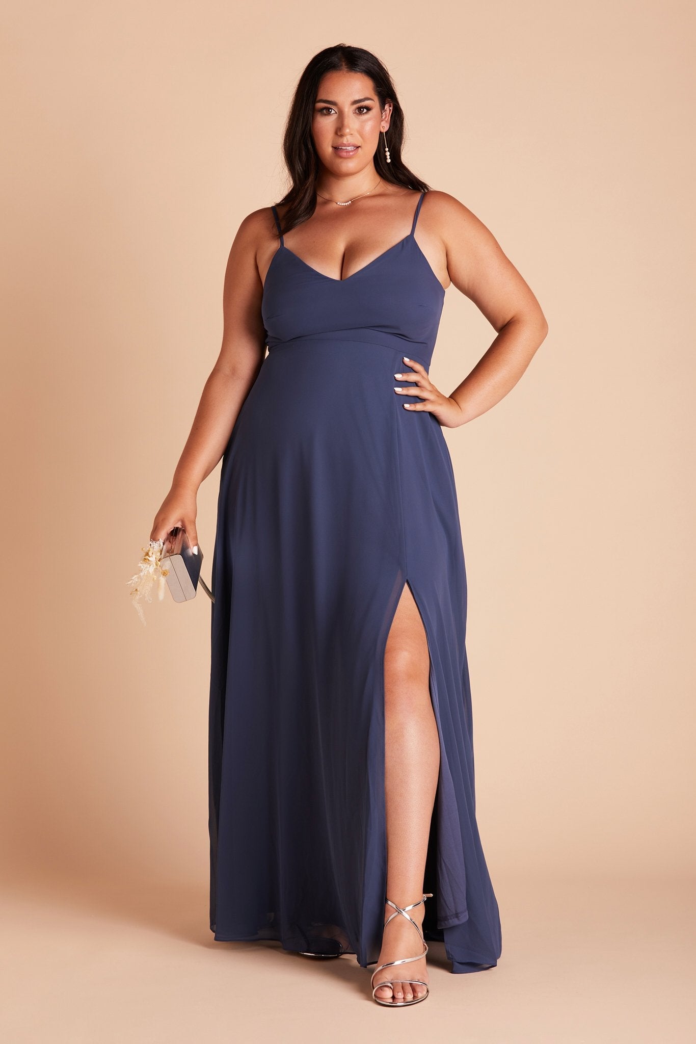 Steel blue plus store size bridesmaid dresses