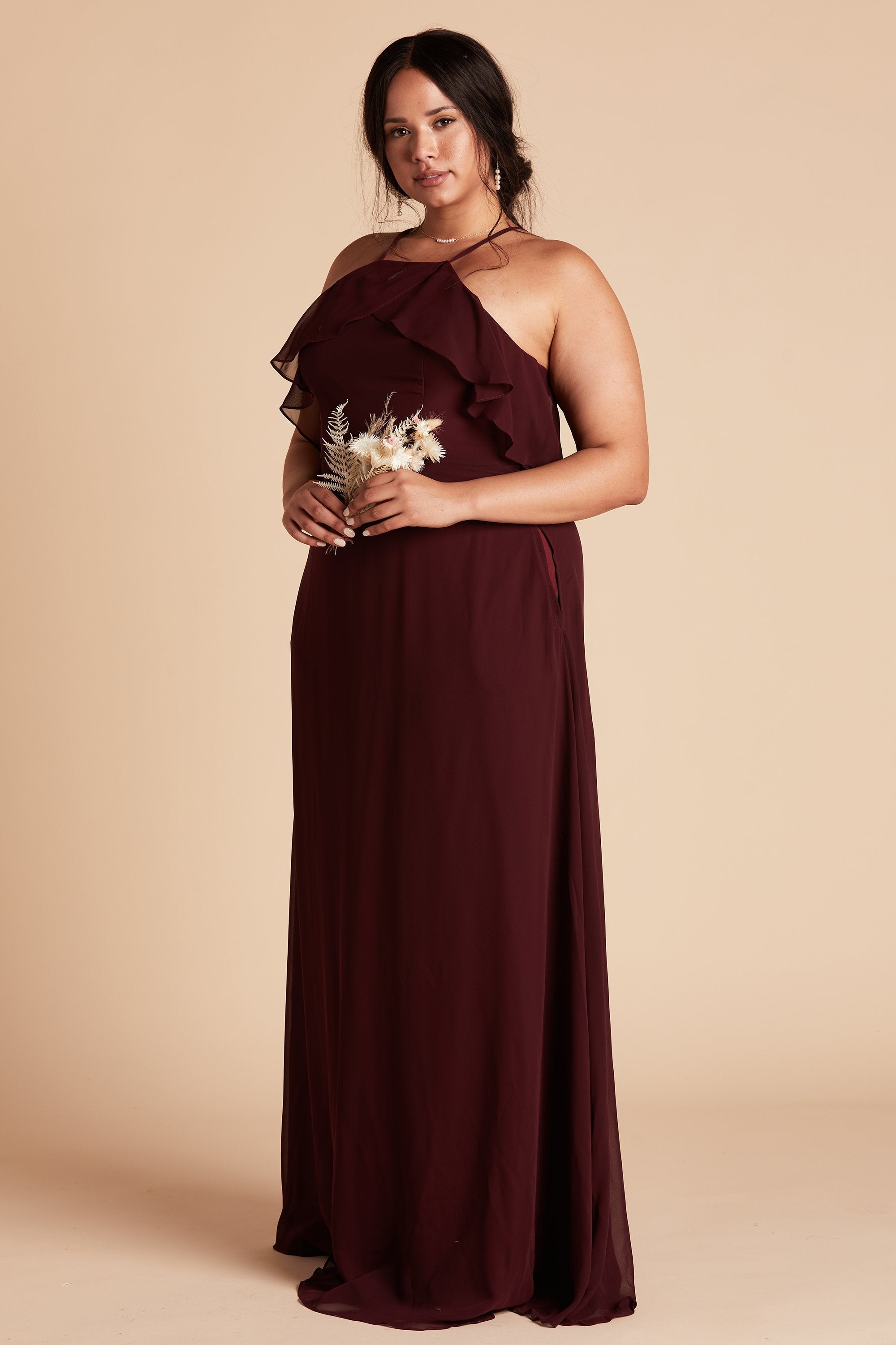 Jules Chiffon Bridesmaid Dress in Cabernet | Birdy Grey