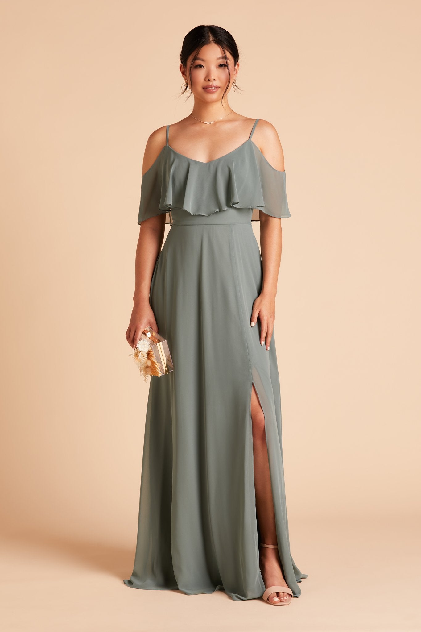 Jane Convertible Chiffon Bridesmaid Dress in Sea Glass | Birdy Grey