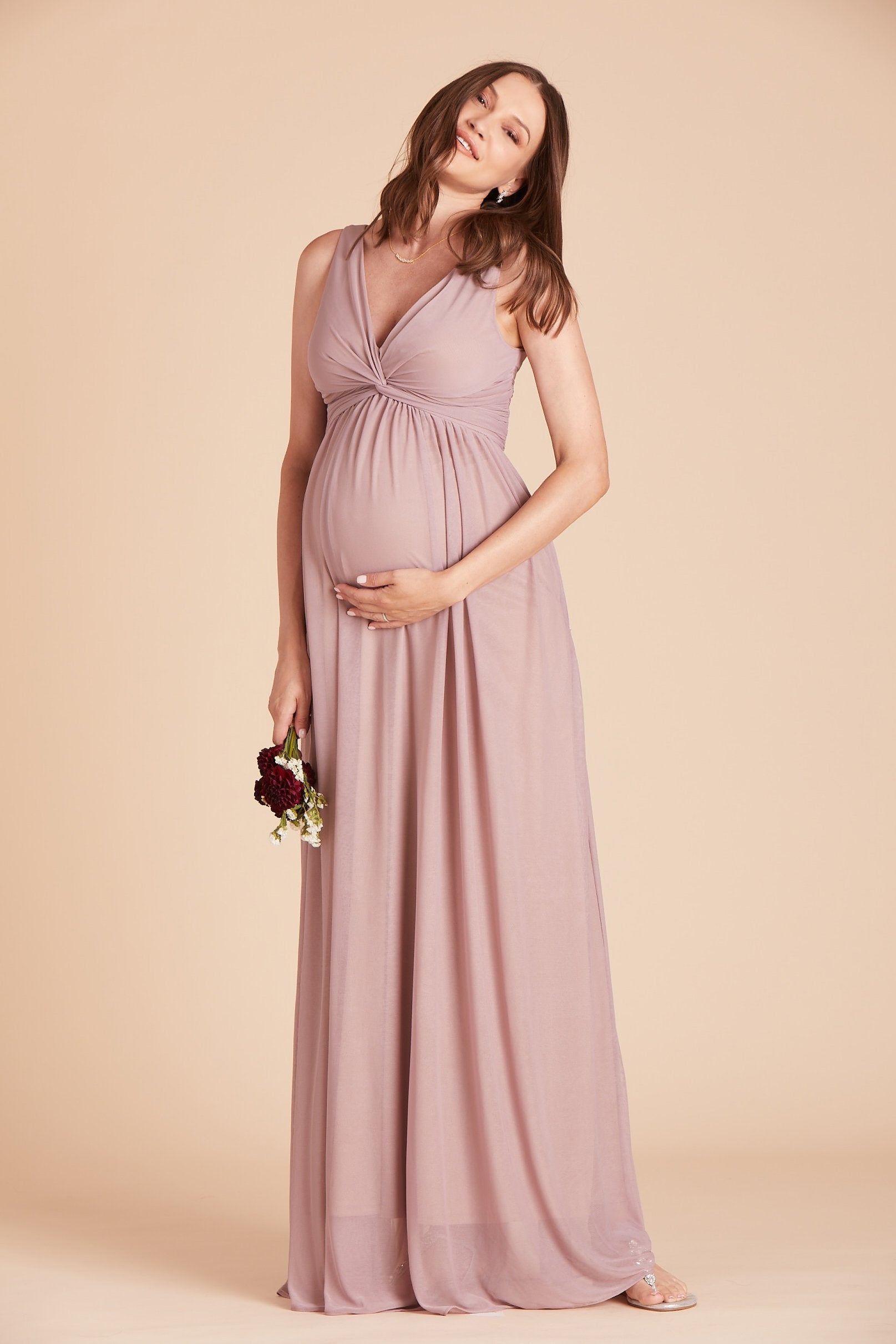 Grey maternity hot sale bridesmaid dress