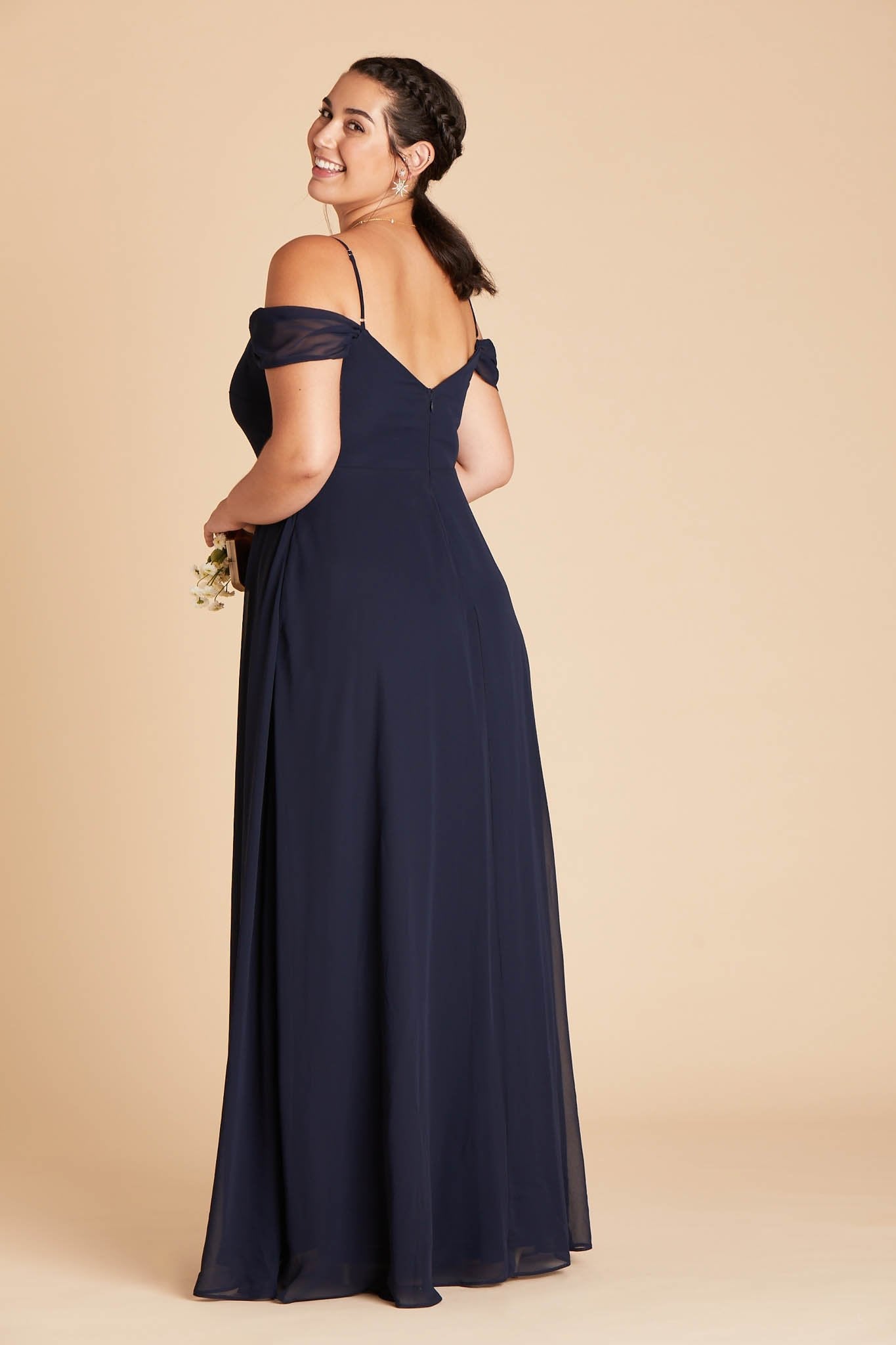 Navy blue chiffon on sale dress