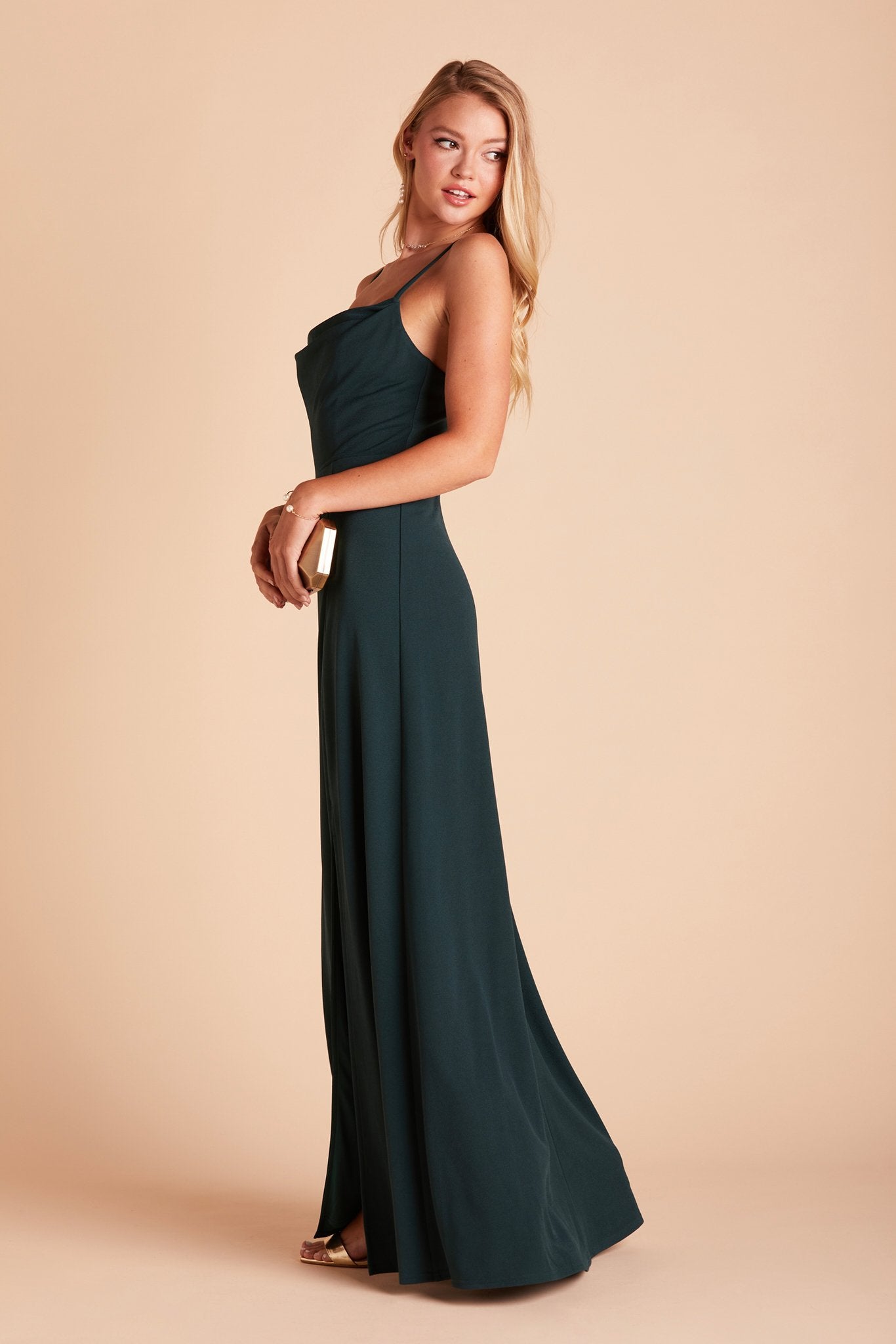 Birdy Grey Emerald Crepe store Cowl Neck bridesmaid dress