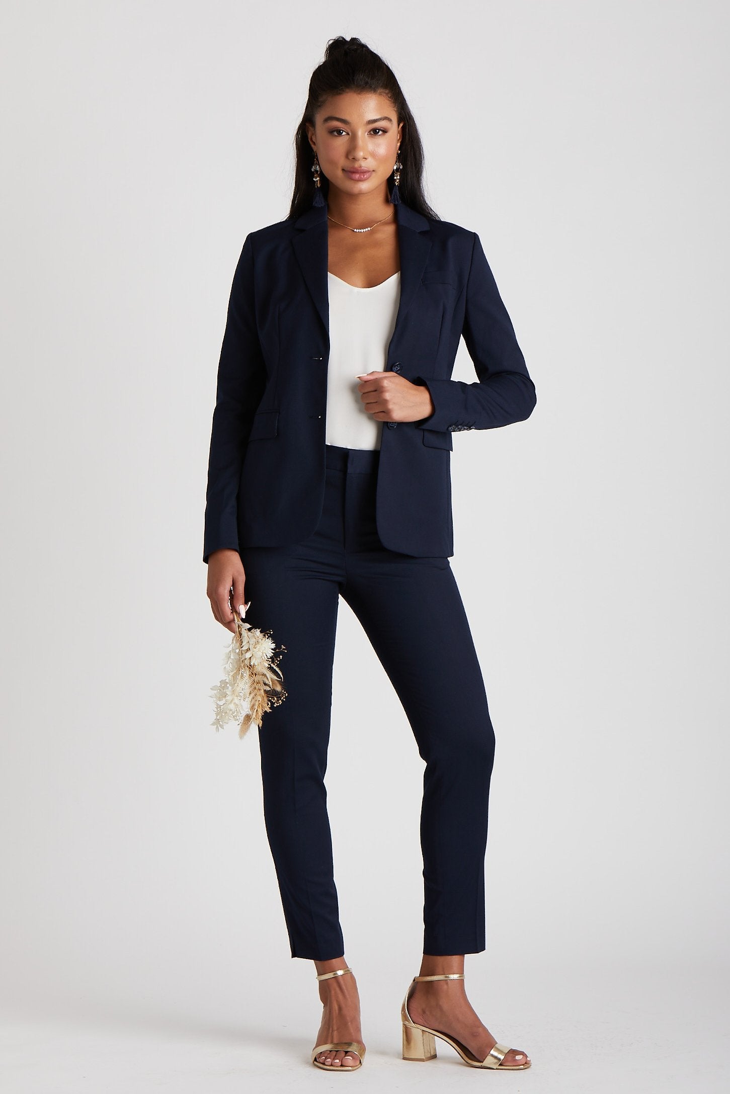 Ladies navy store tuxedo jacket