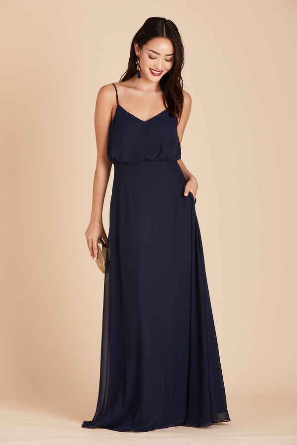 Gwennie Chiffon Bridesmaid Dress in Navy | Birdy Grey