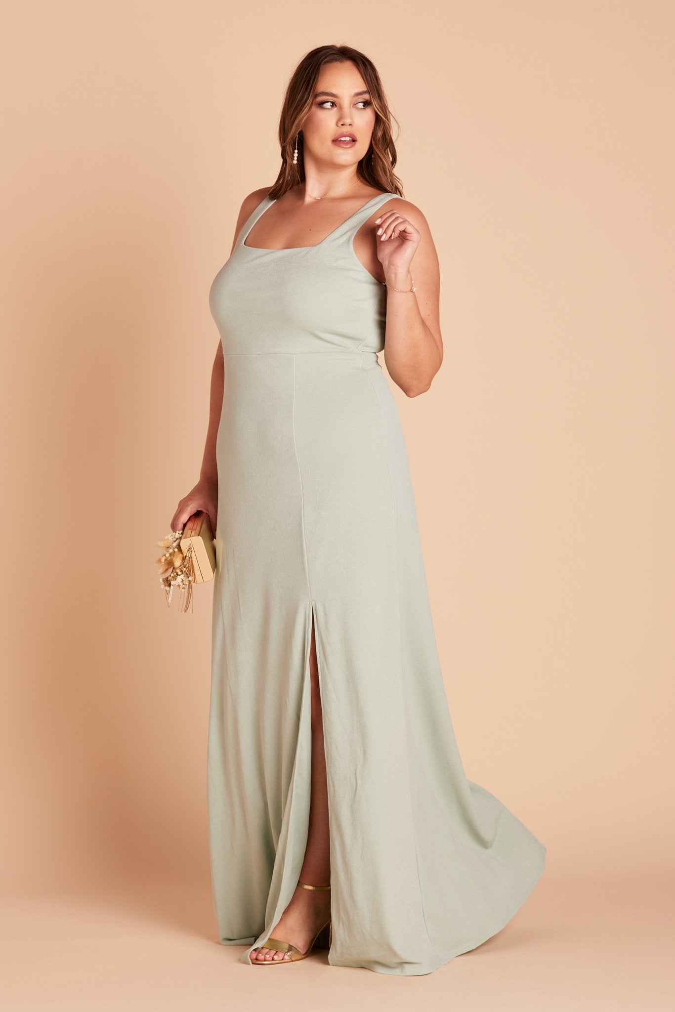 Alex Crepe Bridesmaid Dress in Sage | Birdy Grey