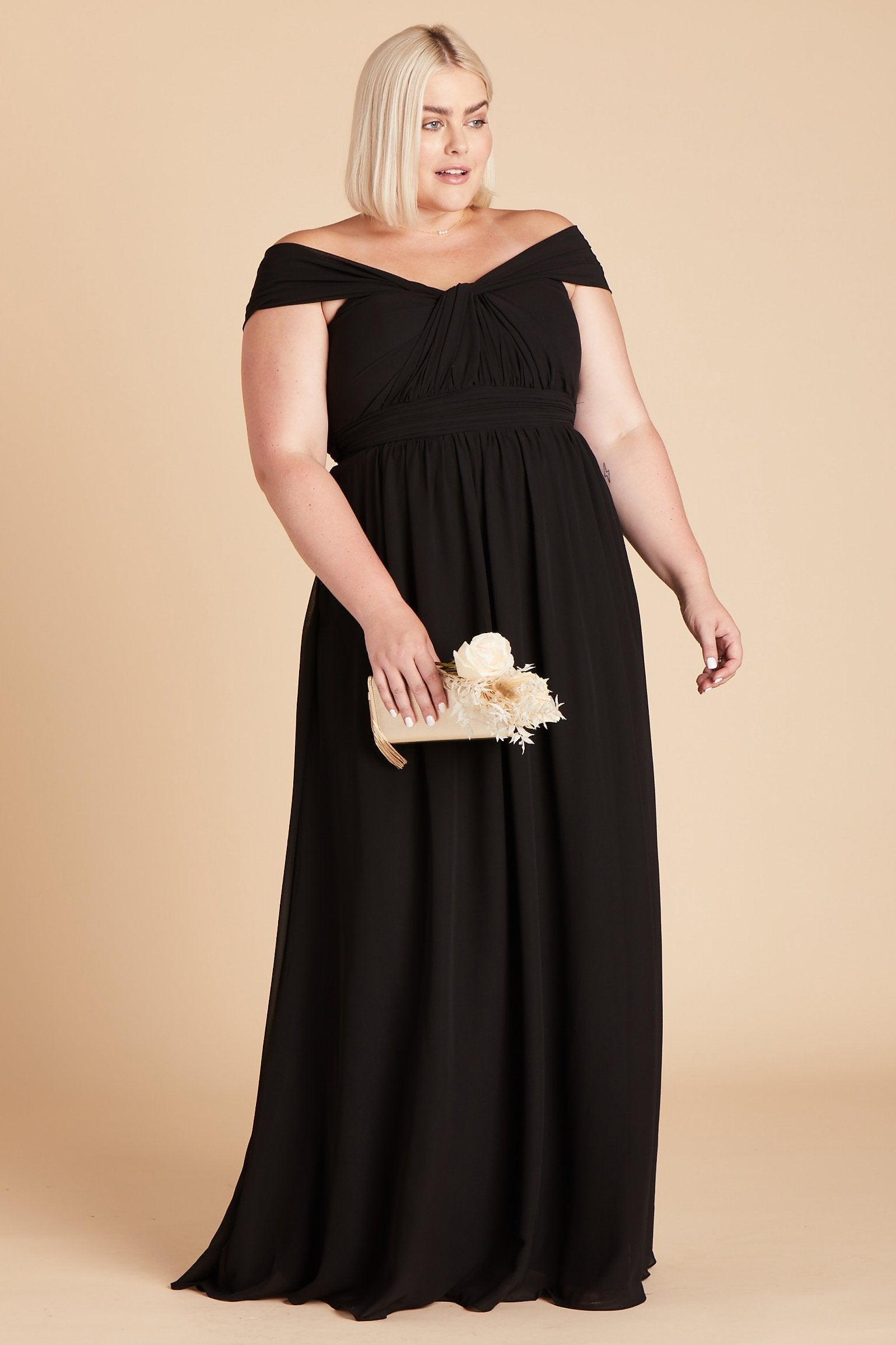 Grace Convertible Chiffon Bridesmaid Dress in Black | Birdy Grey