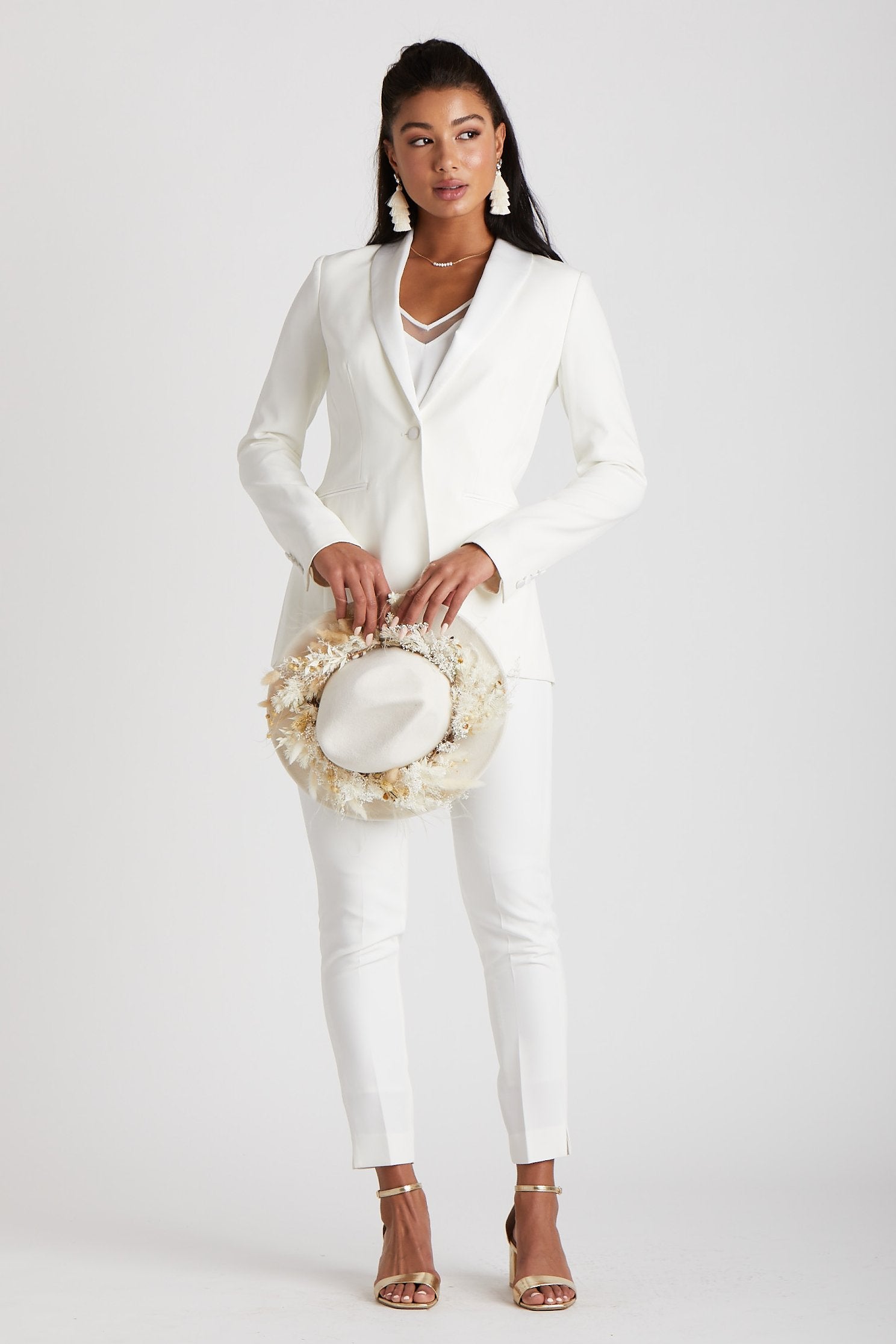 Women s White Tuxedo by SuitShop Birdy Grey