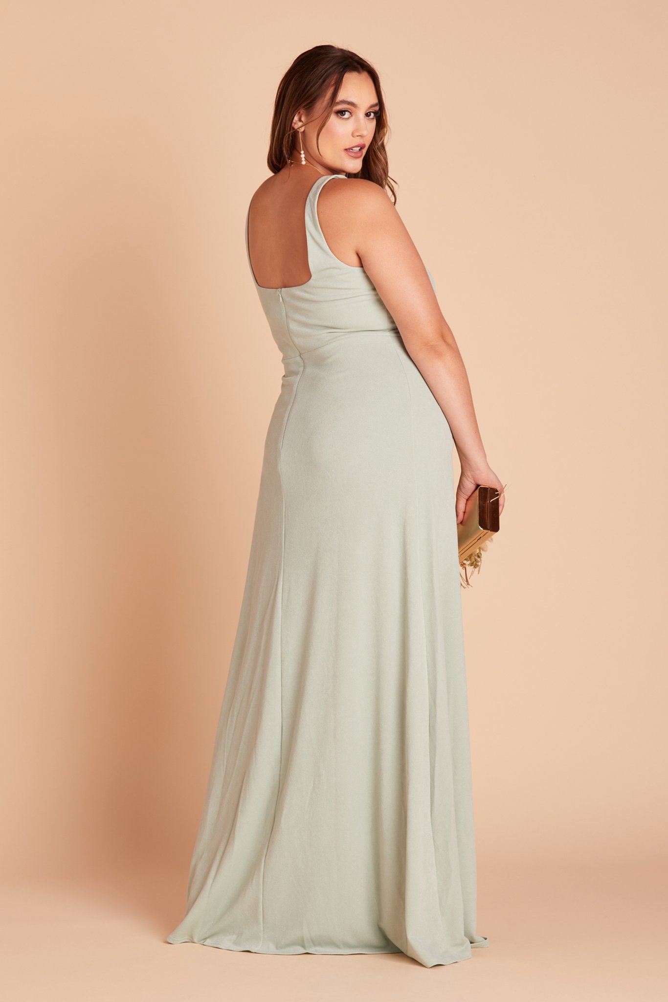 Alex Crepe Bridesmaid Dress in Sage | Birdy Grey