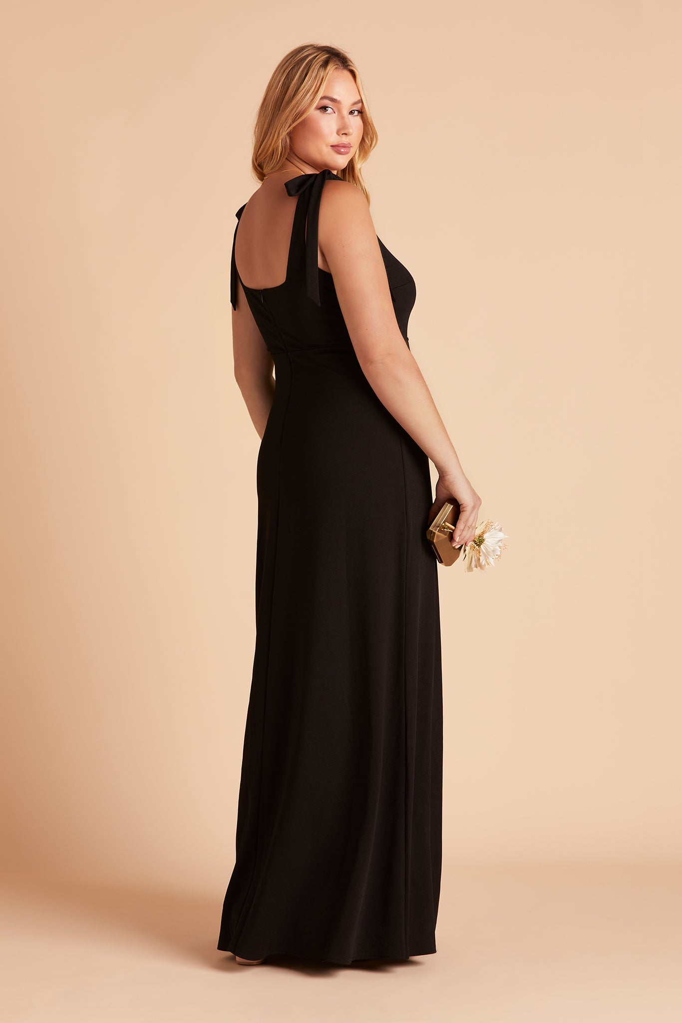 Alex Crepe Bridesmaid Dress in Black | Birdy Grey