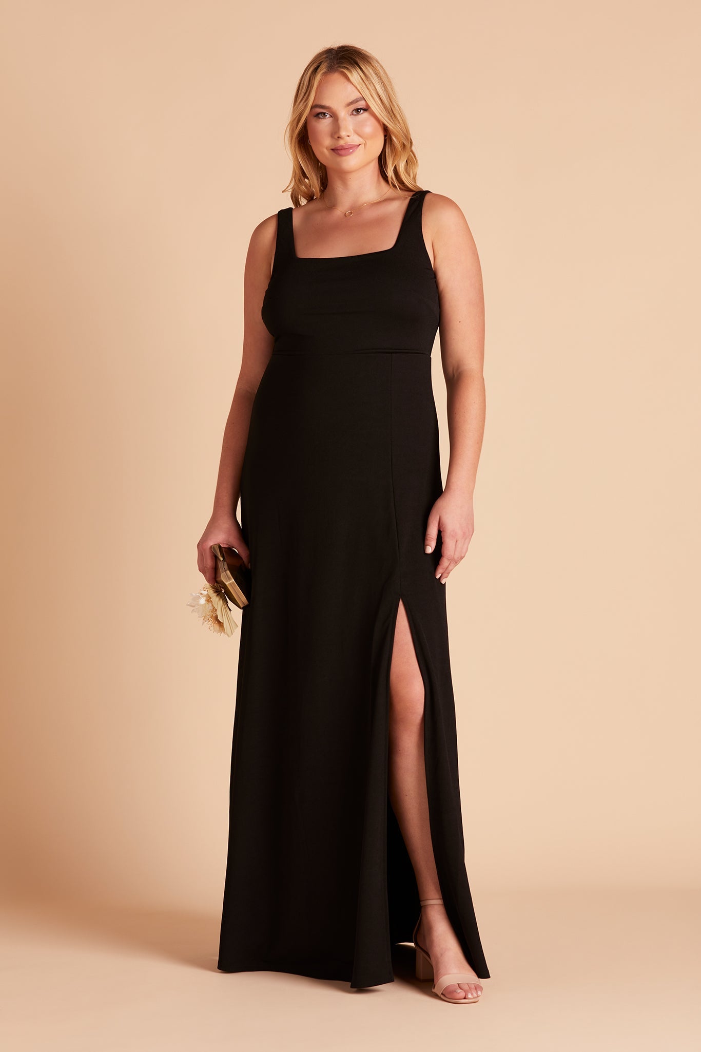 Alex Crepe Bridesmaid Dress in Black | Birdy Grey