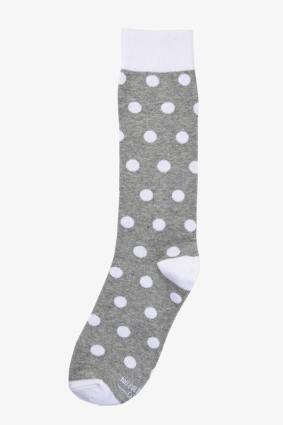 Grey with White Polka Dot Groomsmen Socks by No Cold Feet