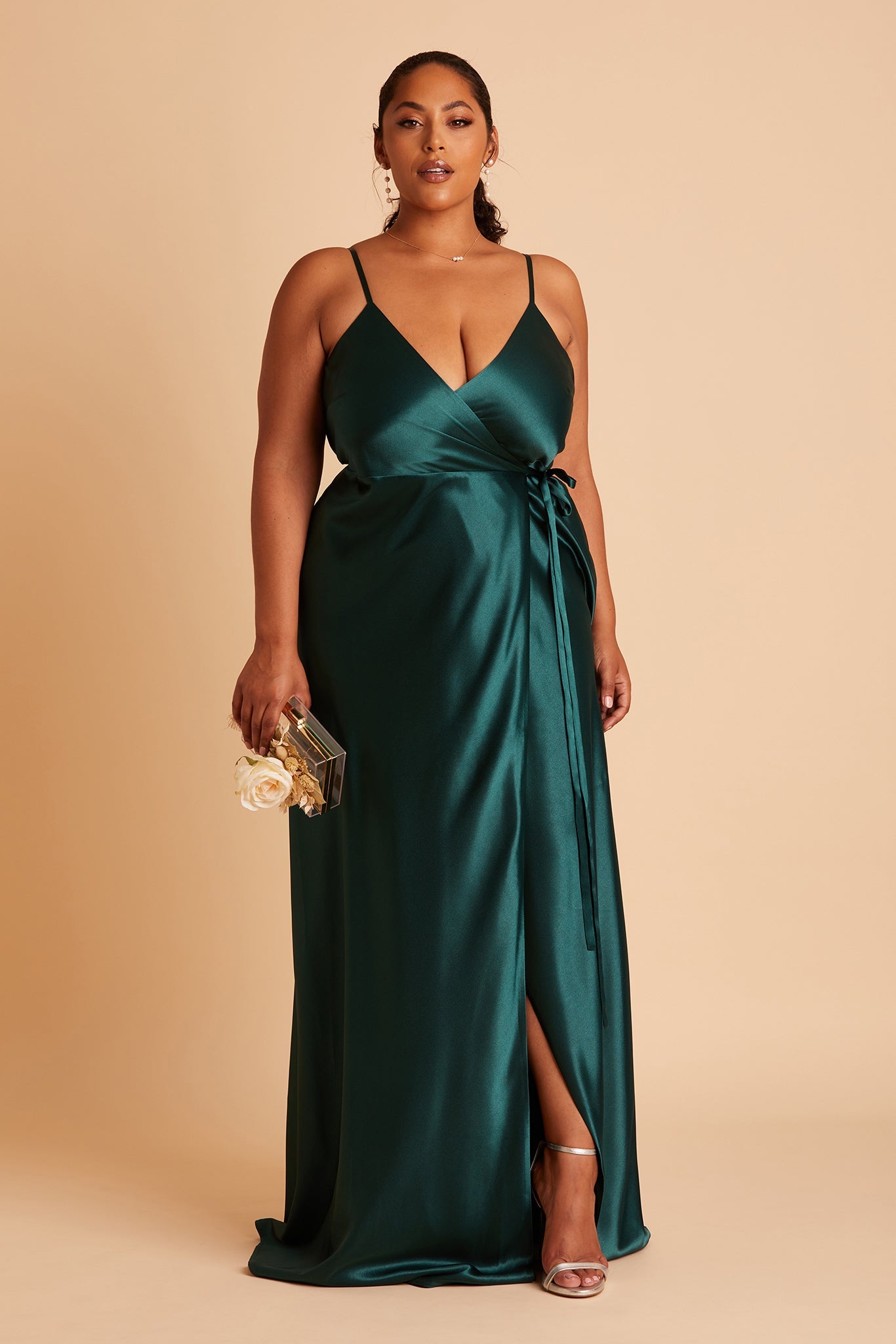 Emerald Satin Bridesmaid Dress