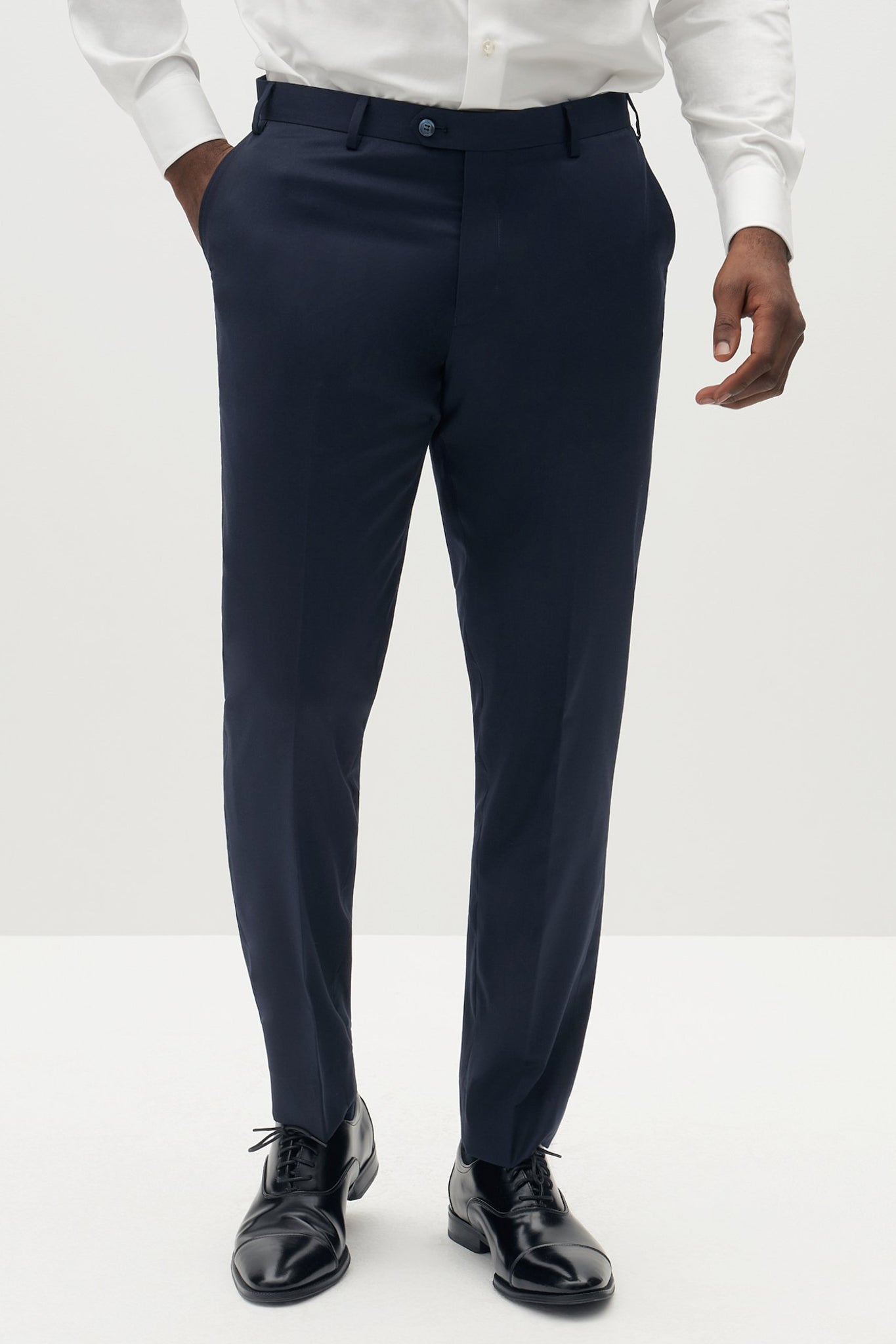 Buy Navy Blue Slim Fit Striped Pants by GentWithcom with Free Shipping