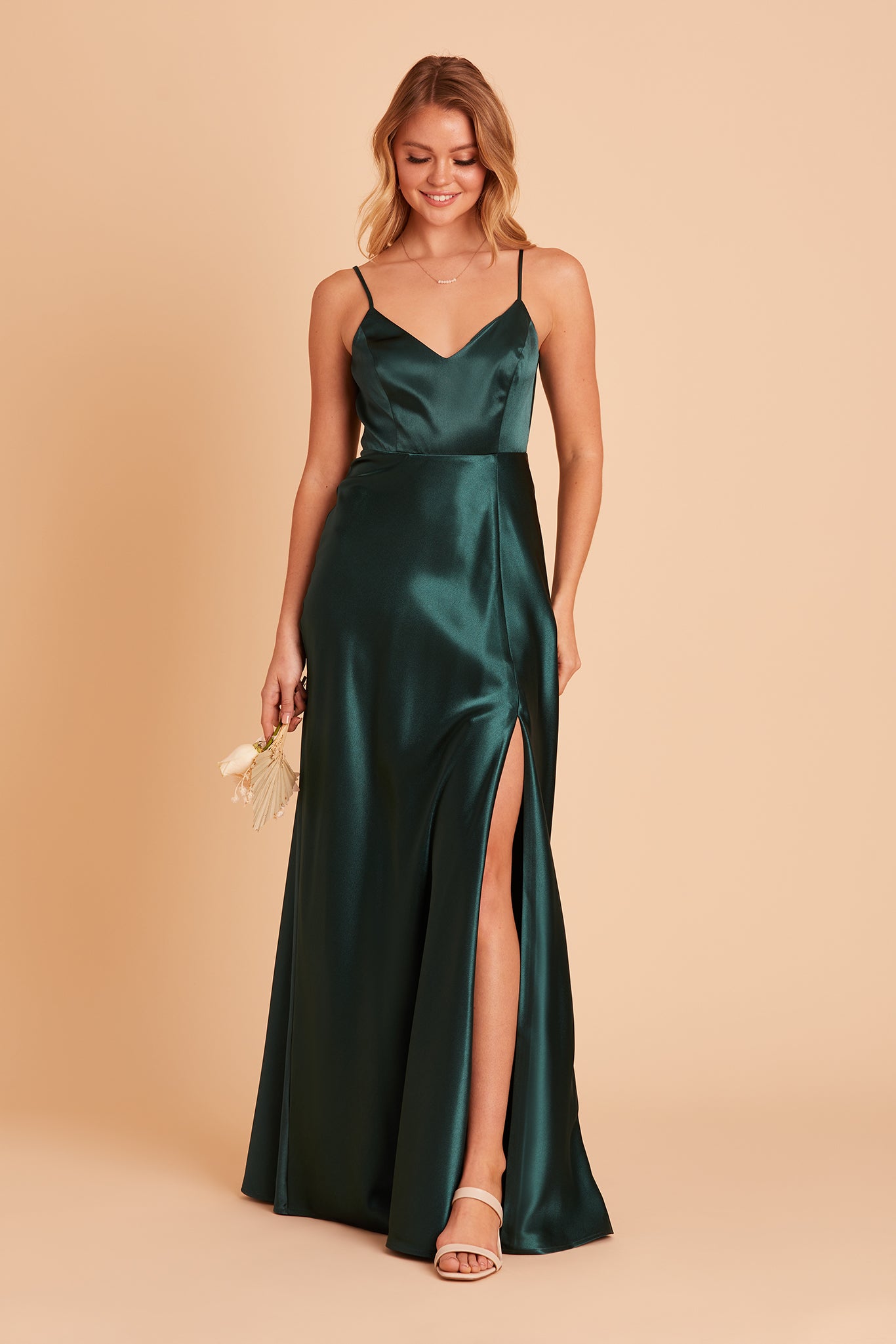 Emerald Satin Bridesmaid Dress