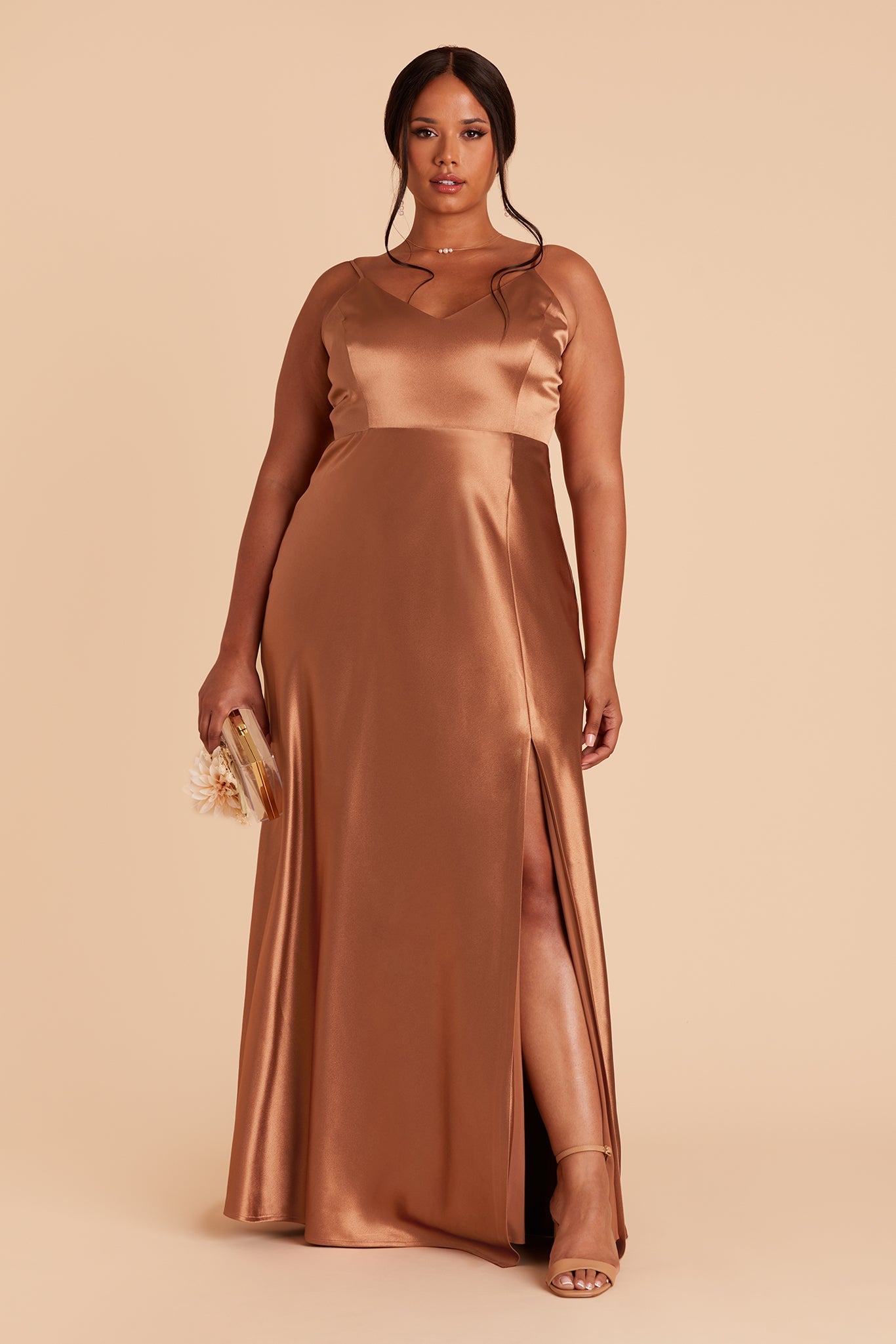 Jay Satin Bridesmaid Dress in Rust | Birdy Grey