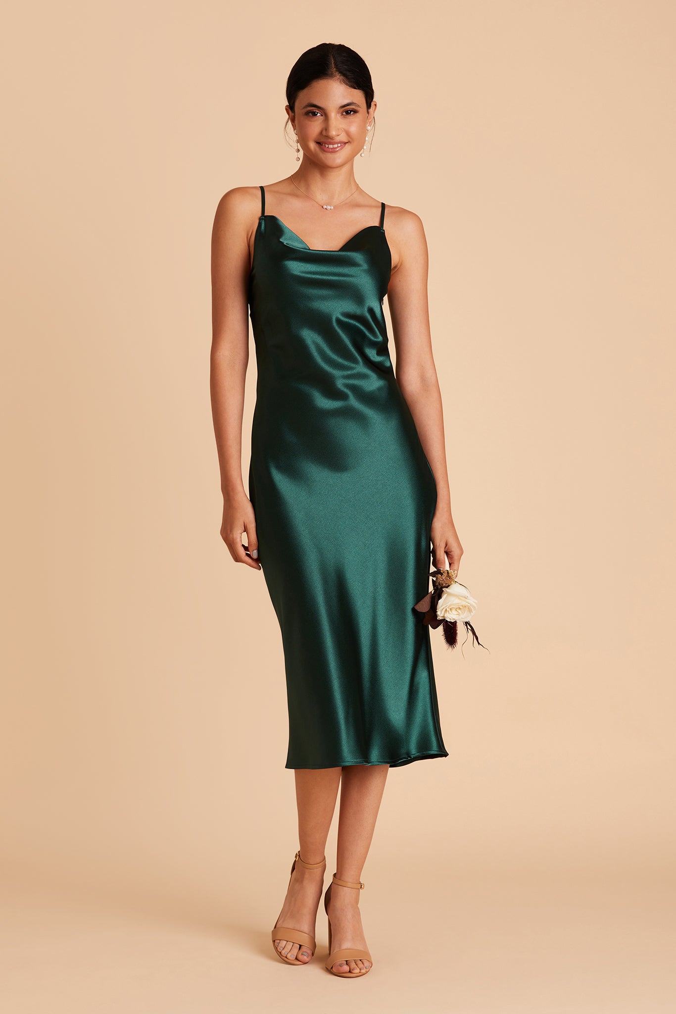 Sage Green Midi Dress - Satin Tie-Back Dress - Cowl Neck Dress - Lulus