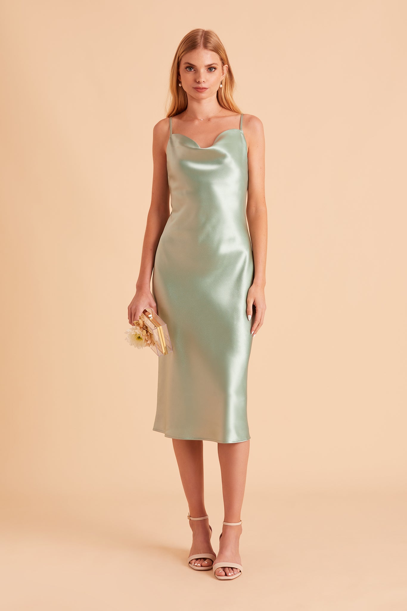 Gema Sand Satin Midi Dress – Moreno's Wear