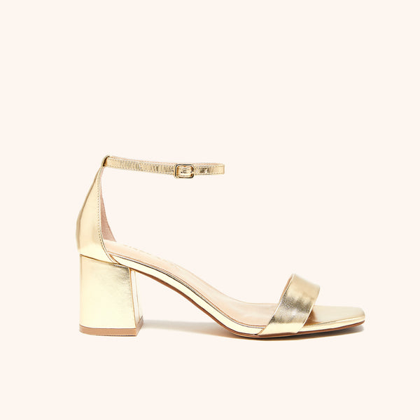 Natalie Chunky Heel in Gold | Birdy Grey