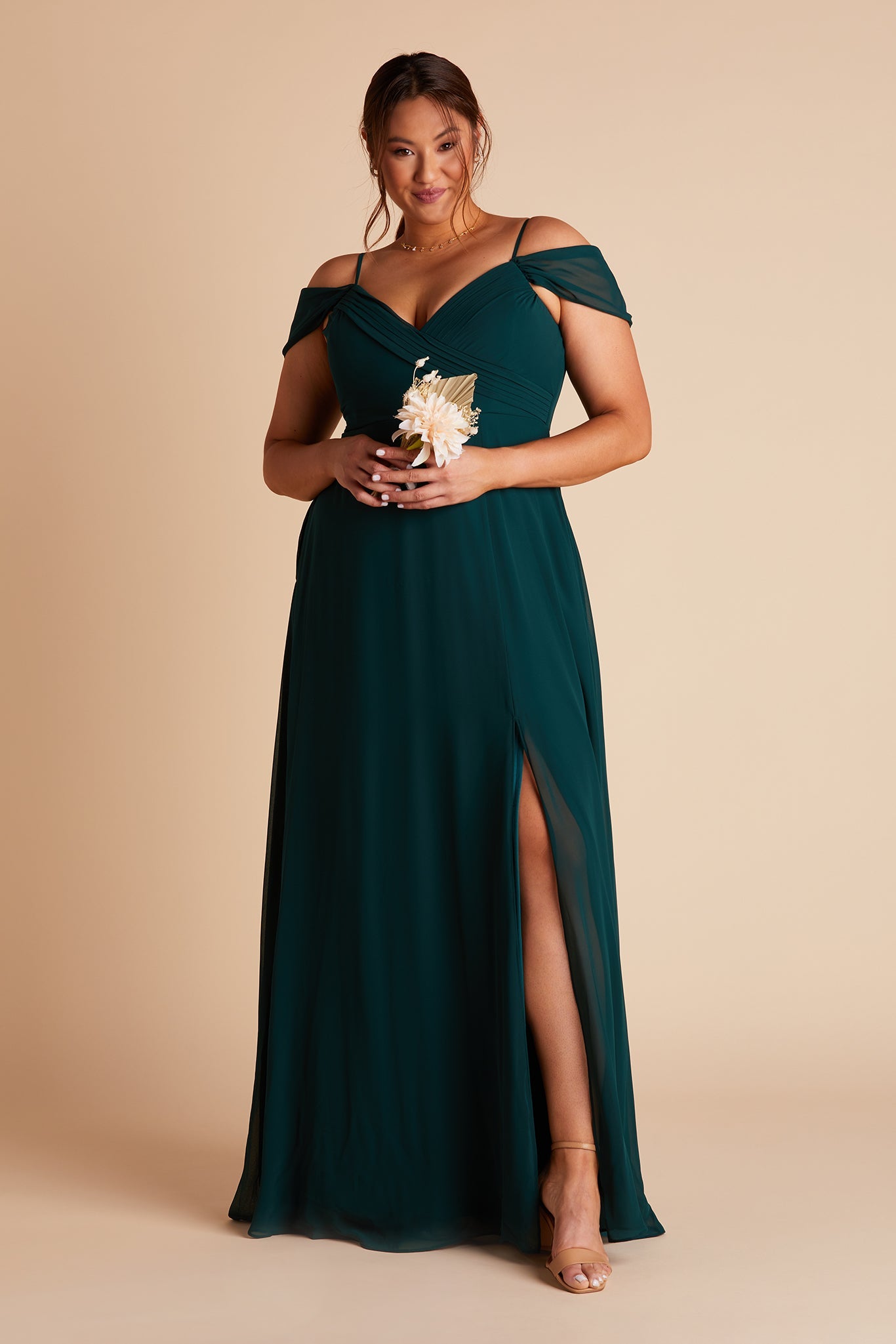 Spence Convertible Chiffon Bridesmaid Dress in Emerald | Birdy Grey