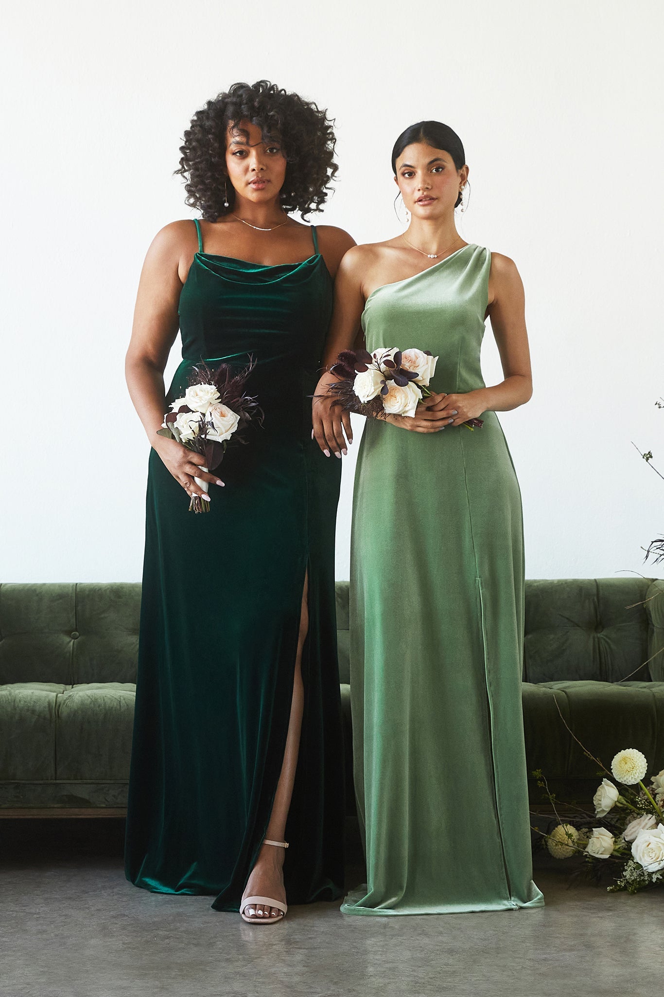 Ash Dress - Emerald Velvet Bridesmaid Dress | Birdy Grey