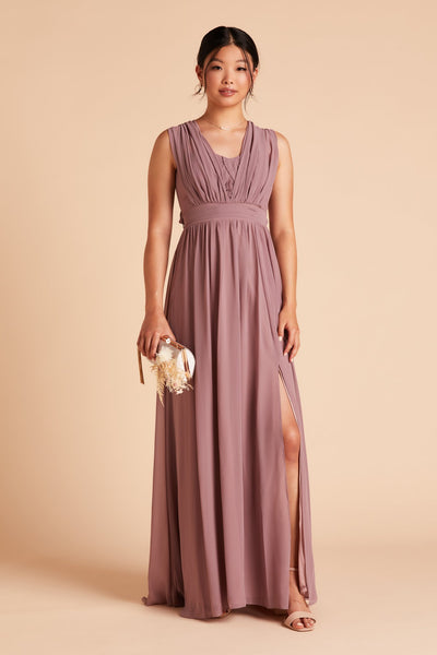 Dark Mauve Grace Convertible Dress with Slit by Birdy Grey