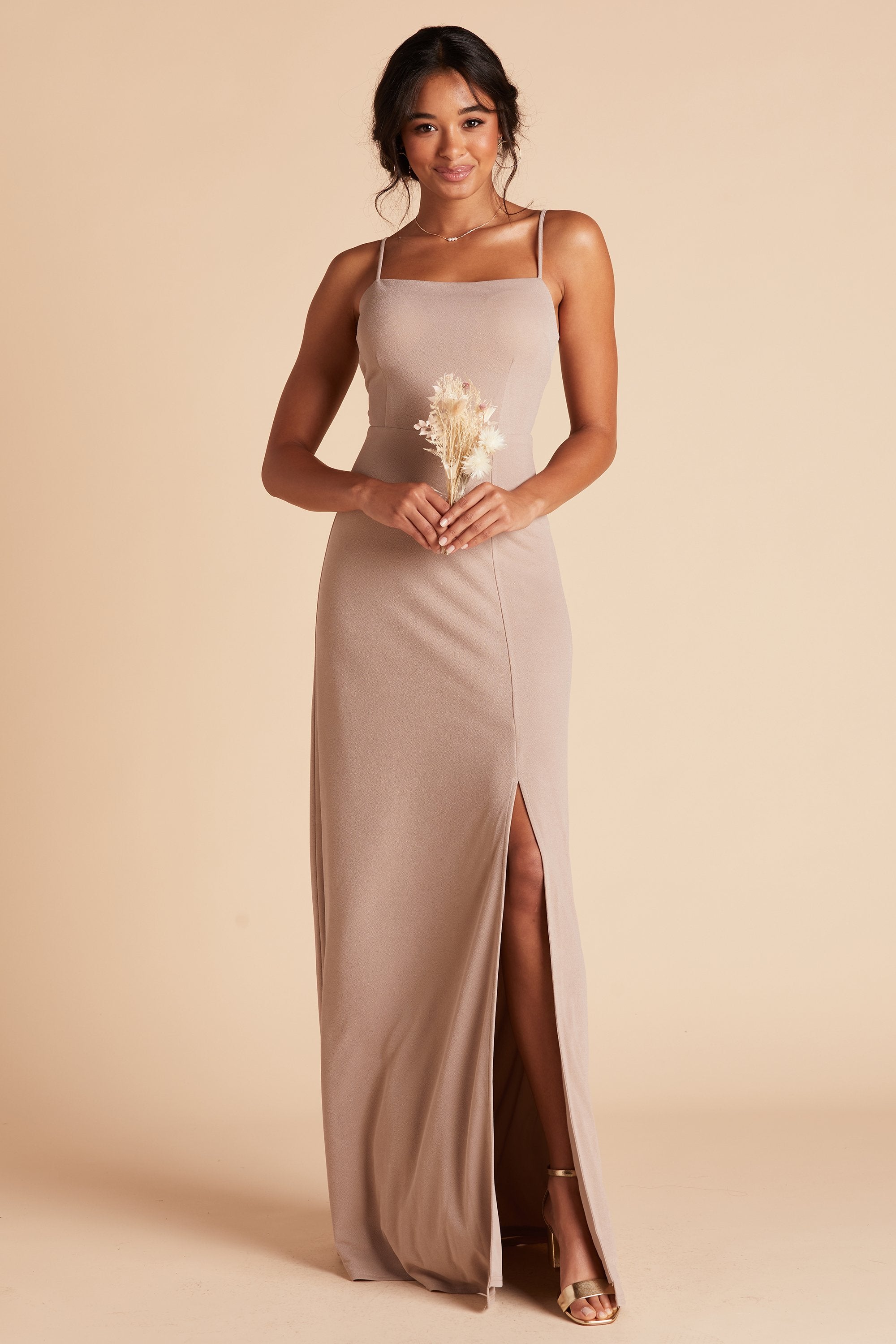 Taupe maxi clearance bridesmaid dress