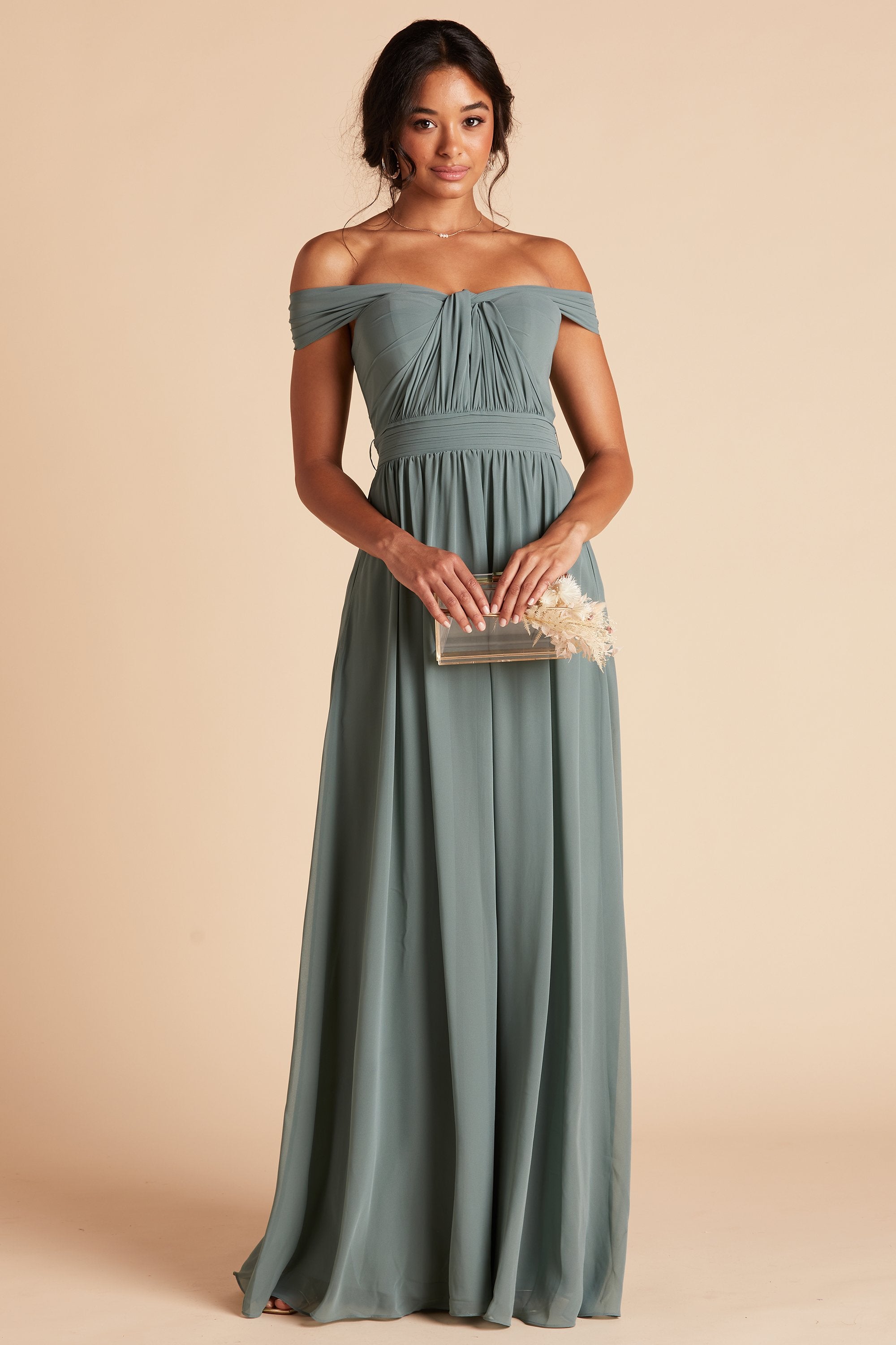 Chiffon Convertible Maxi Bridesmaid Dress With Multi-way Tie