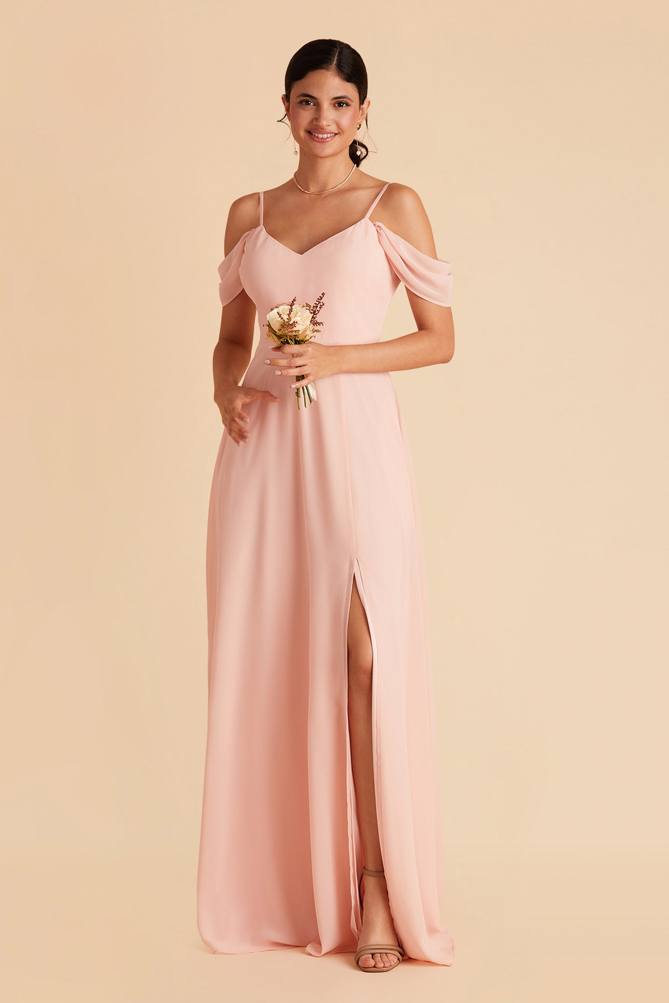 Mermaid Ruffles Blush Pink Long Bridesmaid Dress with Lace Top –  FancyVestido