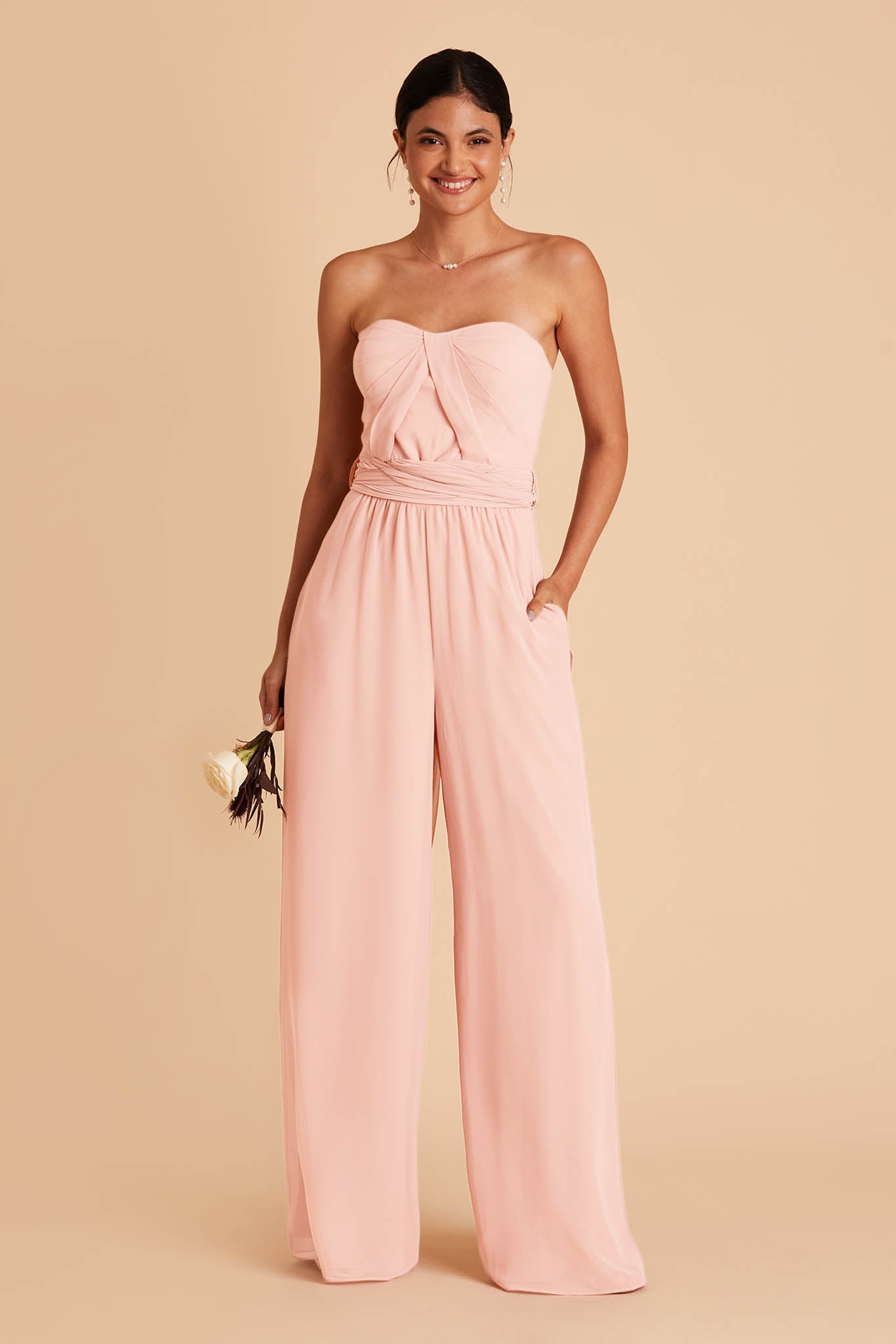 Miss Selfridge Premium sheer bottom maxi dress with all over bow detail in  blush