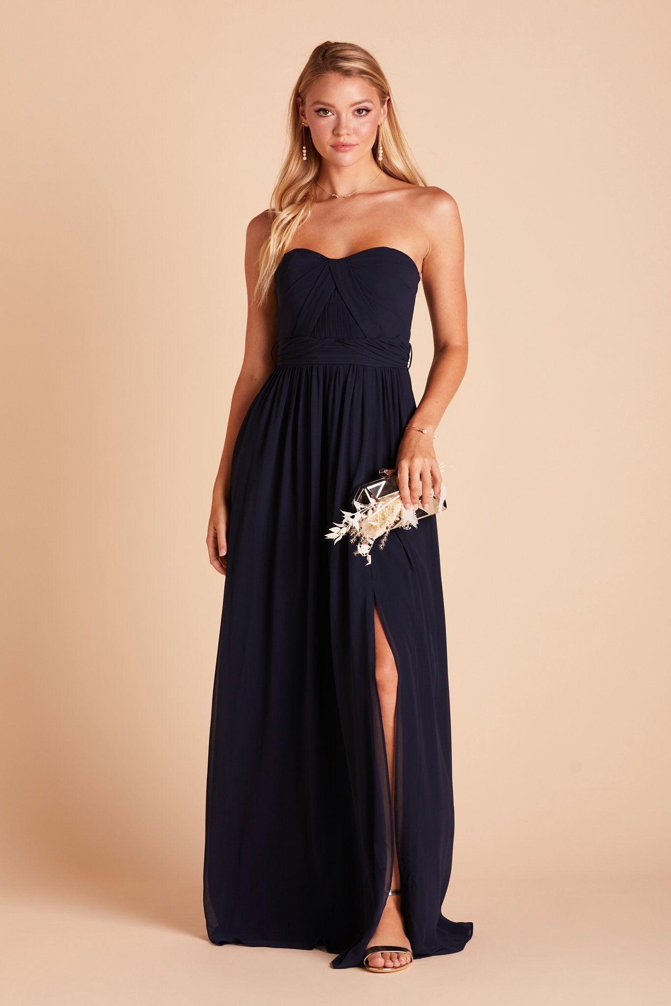 Grace Convertible Chiffon Bridesmaid Dress in Navy | Birdy Grey