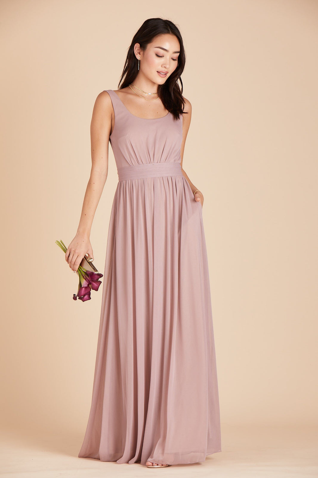 Plunge Halter Open-back Maxi Bias Bridesmaid Dress With Low Tie Back In  Copper Penny