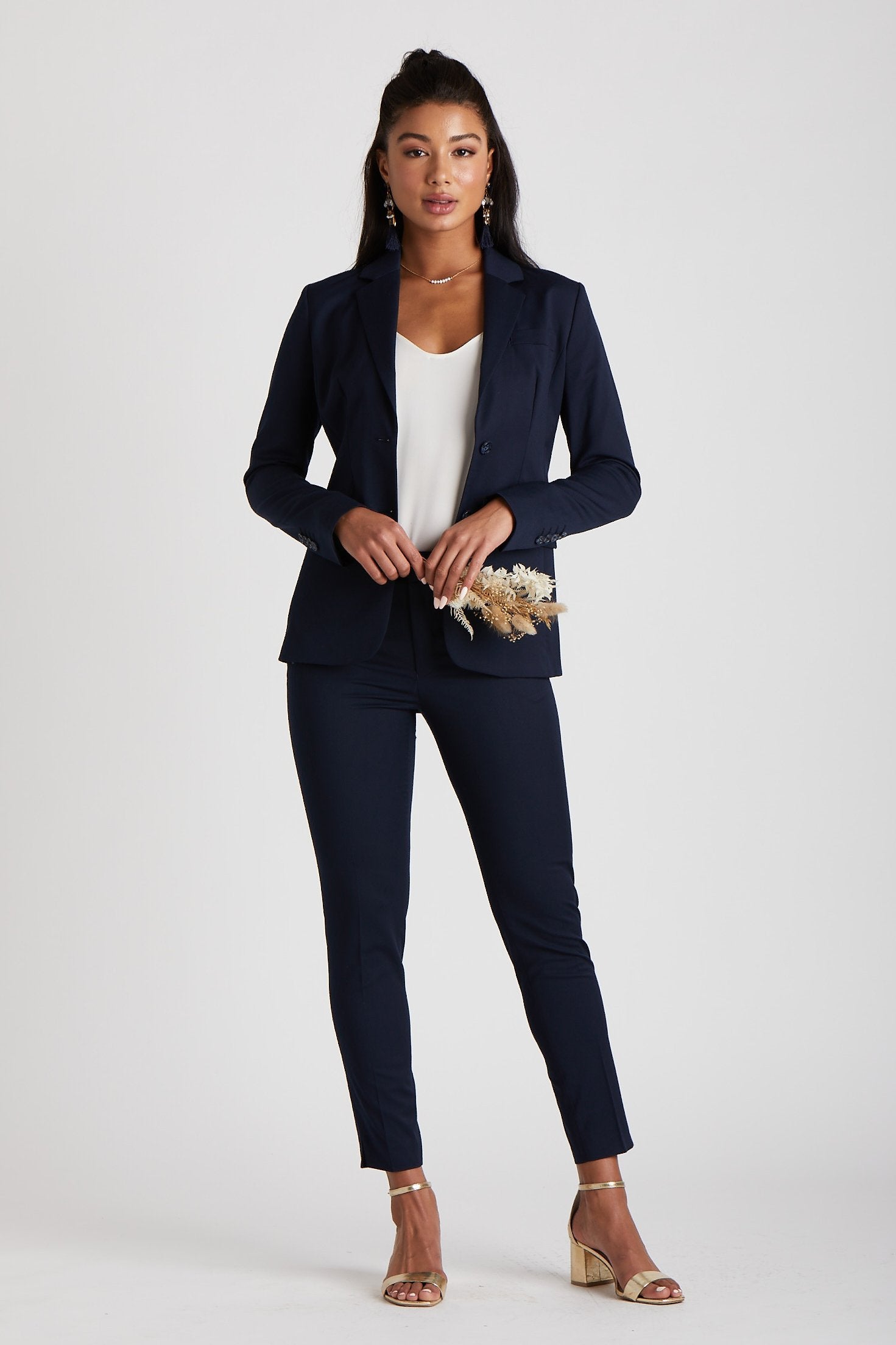 Womens Ladies Lined Business Jacket Trouser Suit Washable