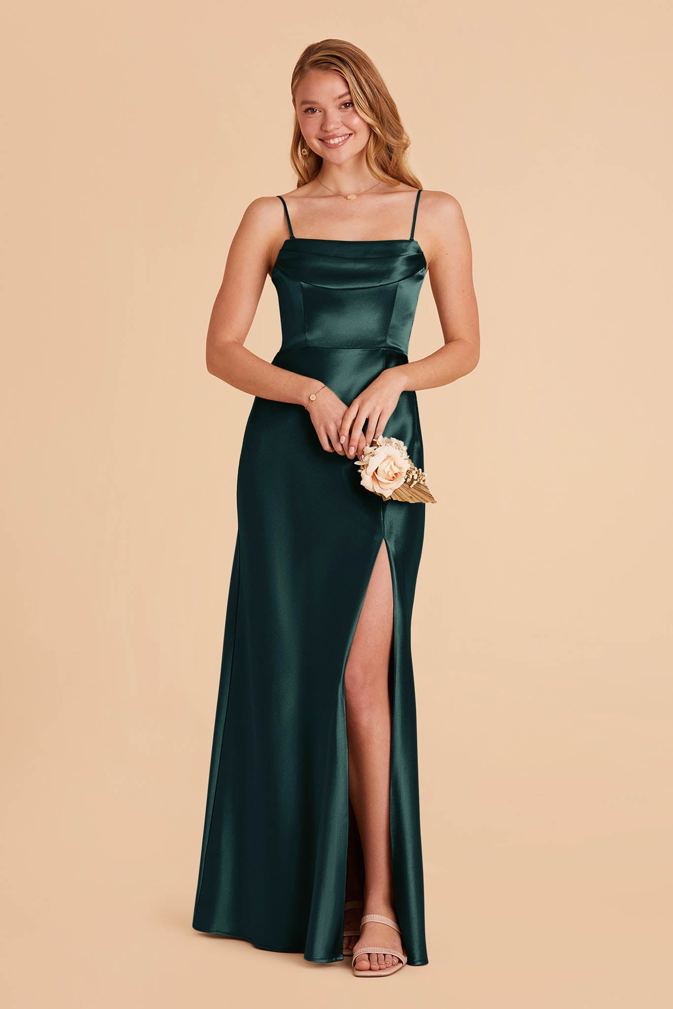 Mia Emerald Satin Dress | Birdy Grey