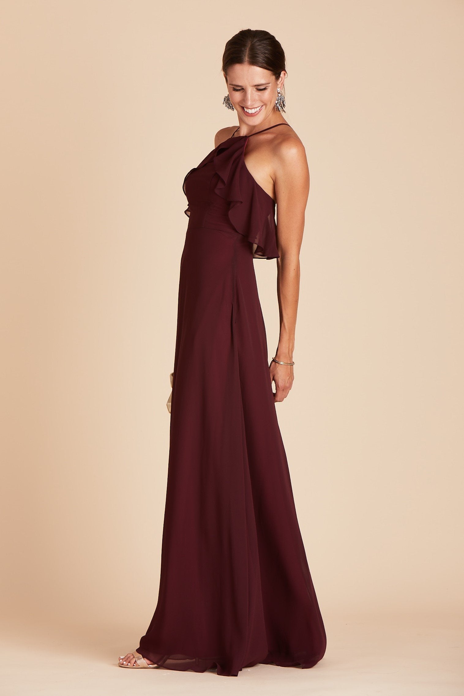 Jules Chiffon Bridesmaid Dress in Cabernet | Birdy Grey