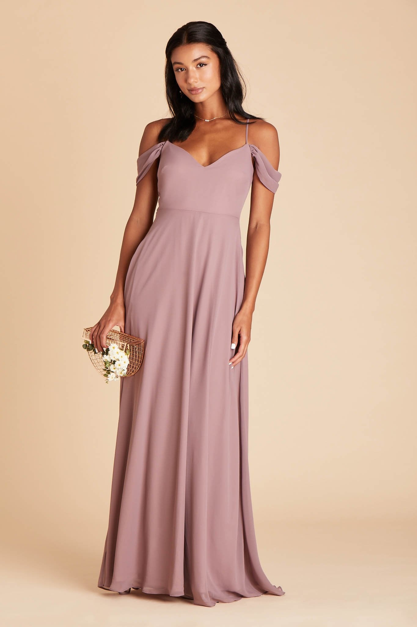 Devin Convertible Chiffon Bridesmaid Dress in Dark Mauve Birdy Grey