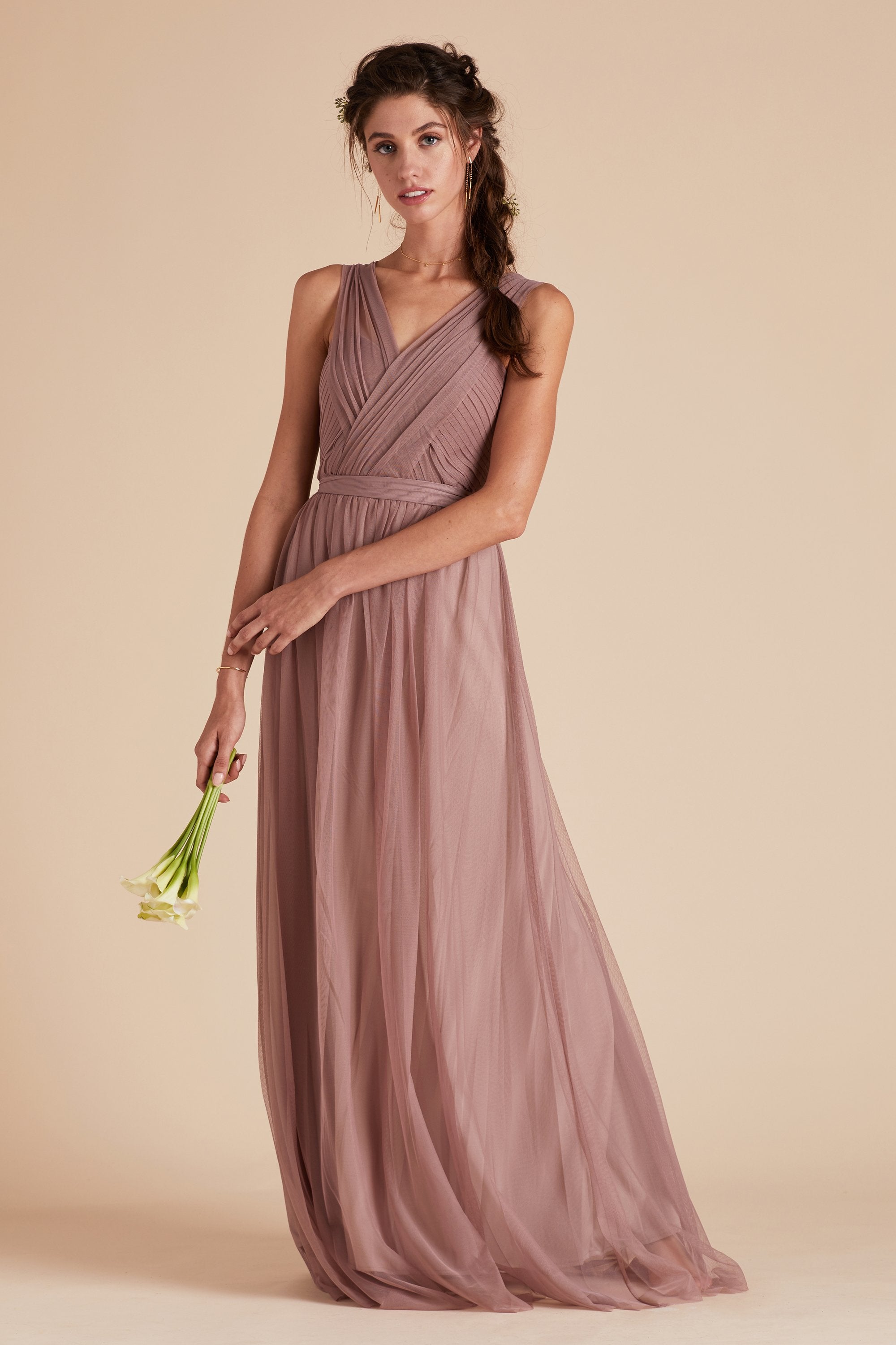 Christina Convertible Tulle Bridesmaid Dress in Sandy Mauve | Birdy Grey