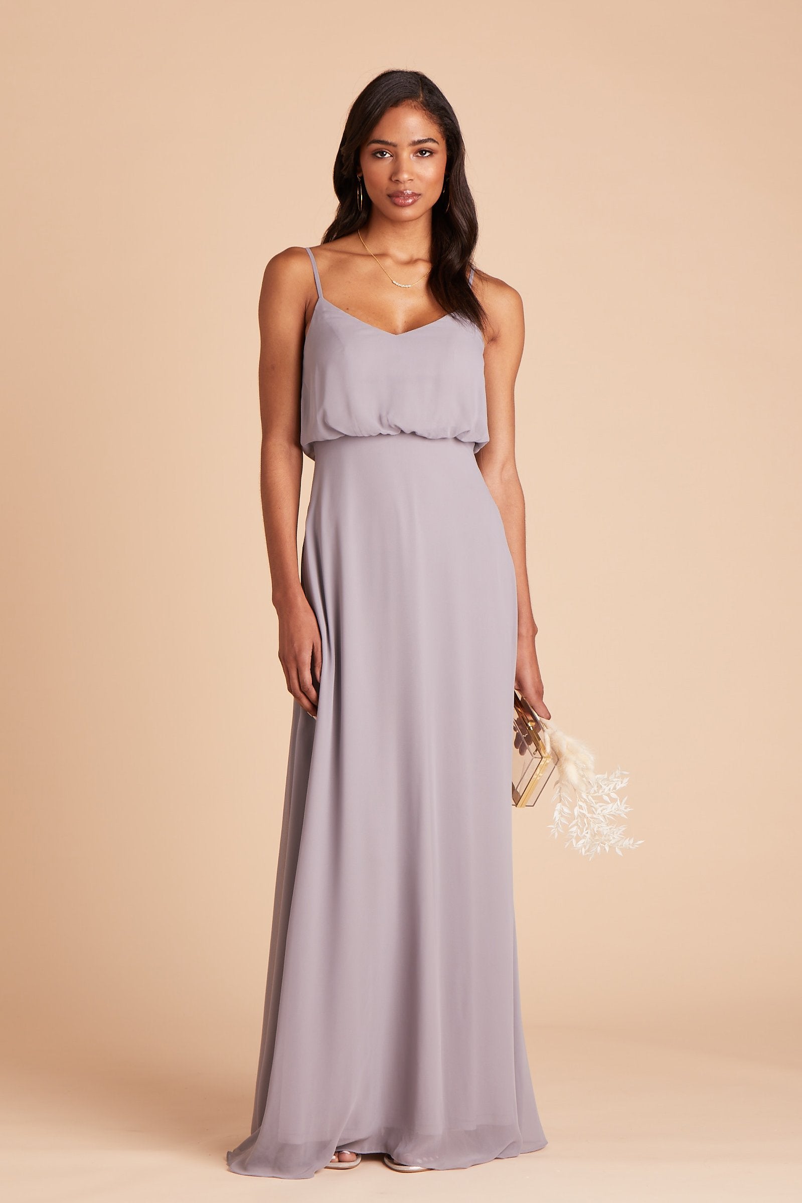 Silver Grey Chiffon Evening Dress