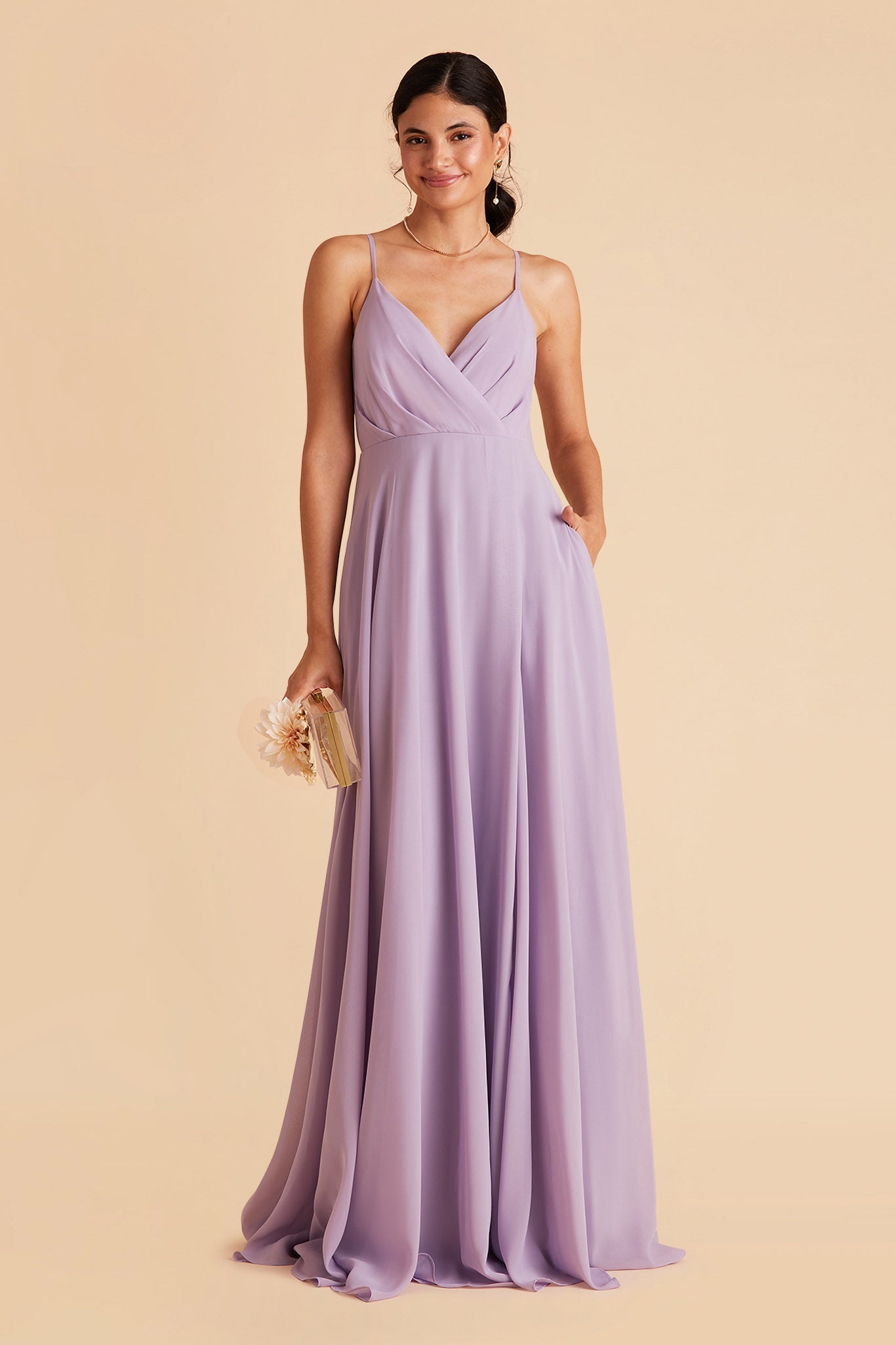 Purple Shades: strapless pale purple chiffon Georgette dress