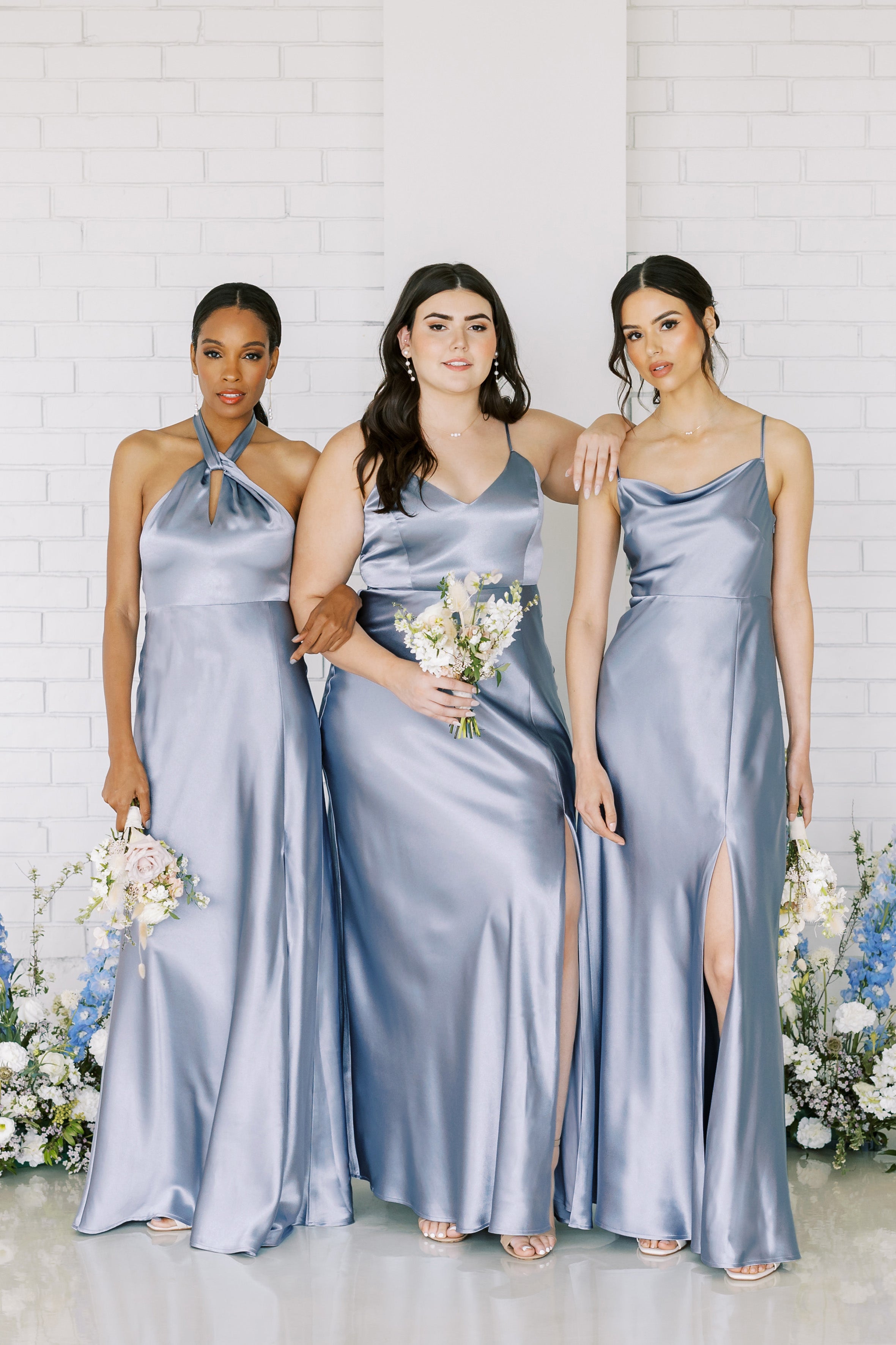 Ash blue bridesmaid dresses best sale