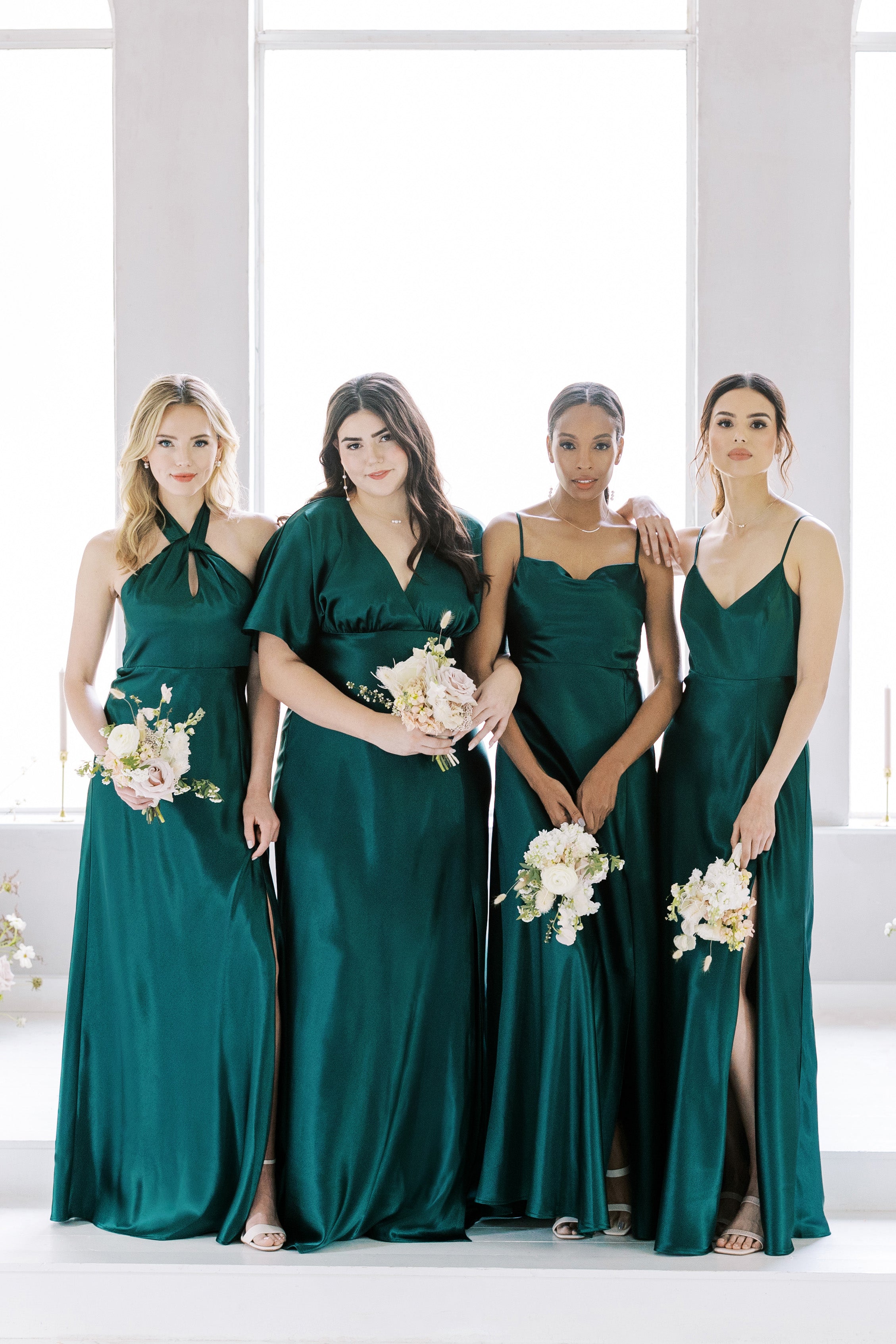 Monica Satin Bridesmaid Dress in Emerald | Page | Birdy Grey