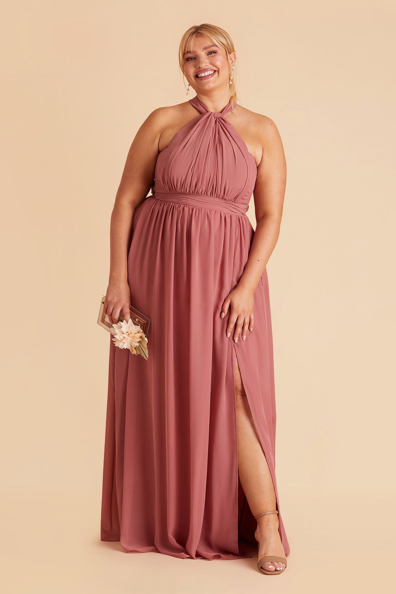 Grace Convertible Chiffon Bridesmaid Dress with Slit in Mulberry